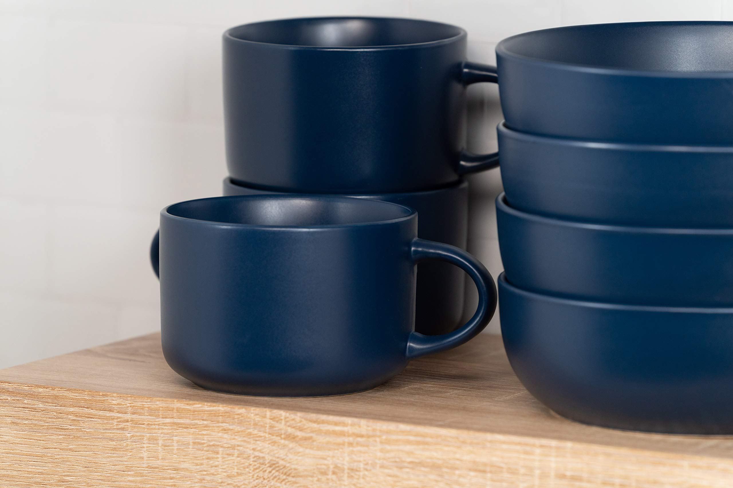 10 Strawberry Street Wazee Matte Coupe Dinnerware Set, 16 pc, Midnight Blue