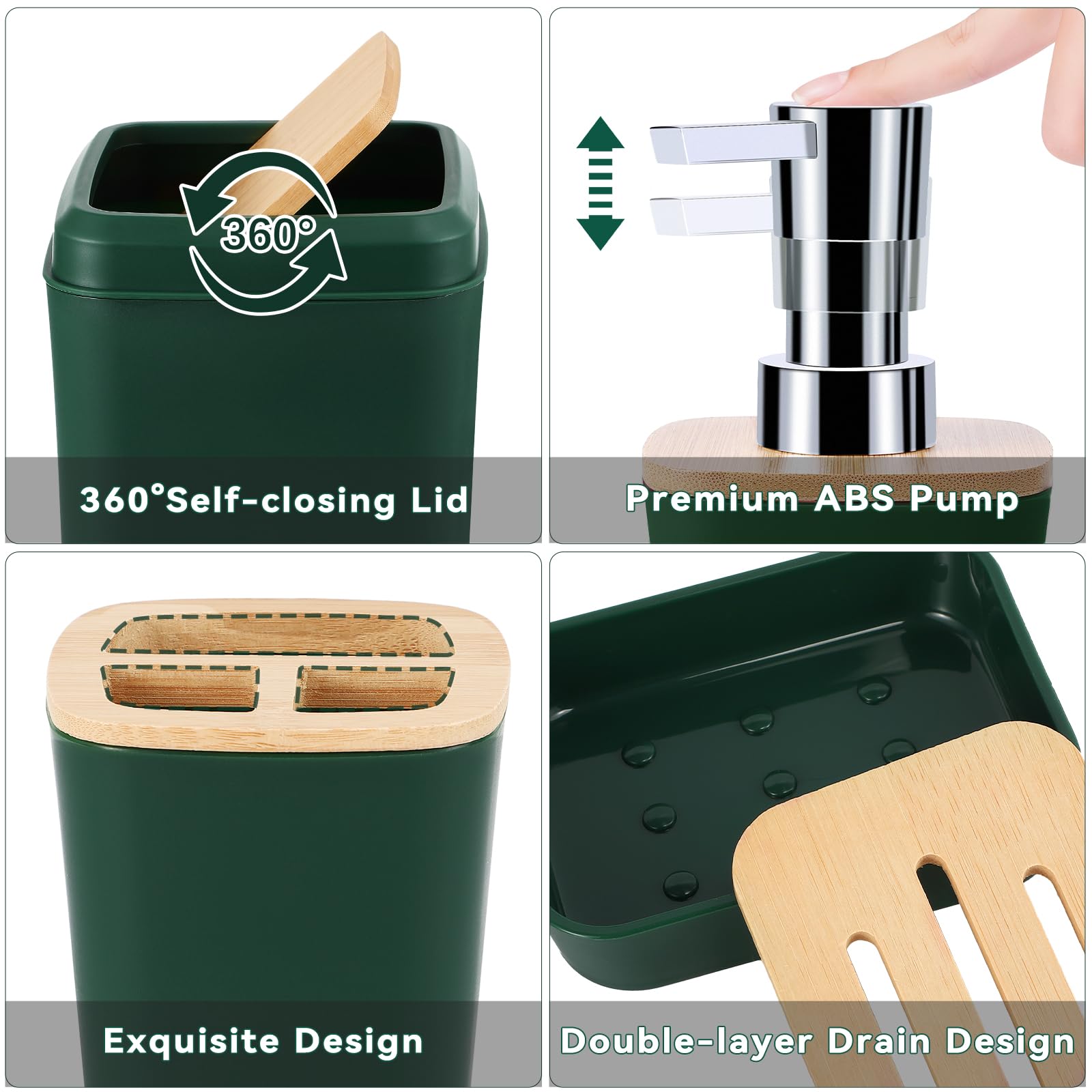 Bathroom Accessory Set 9 Piece Hunter Green Bathroom Set With Trash Can Bathroom Accessories Green Bathroom Decor