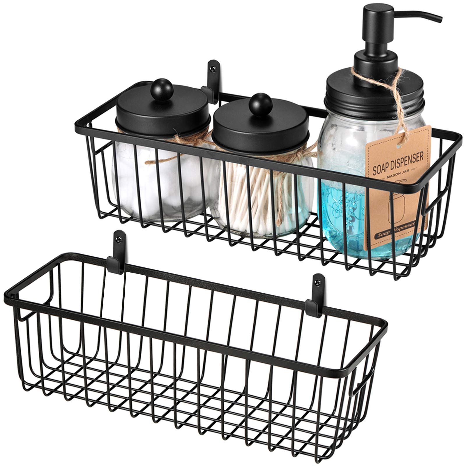 Sheechung Farmhouse Decor Metal Wire Bathroom Storage Organizer Basket Bins - For Cabinets, Shelves, Closets, Vanity Countertops