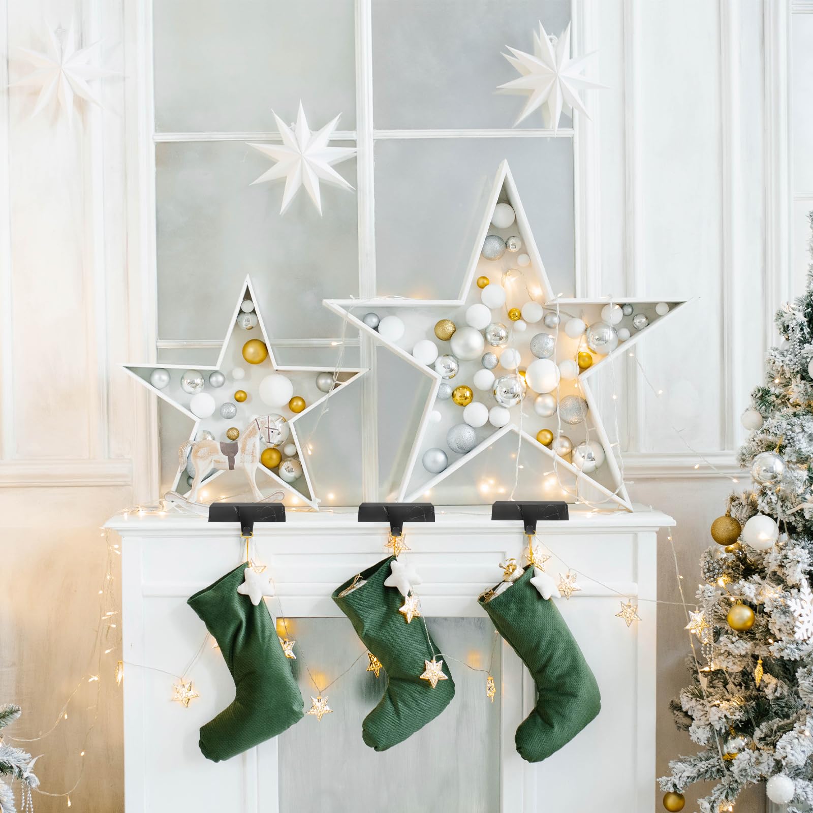 WYTAOHZL 6PCS Christmas Stocking Holders Mantle Stocking Hangers Hooks Holder for Mantle Metal Hangers for Fireplace Stair Indoo