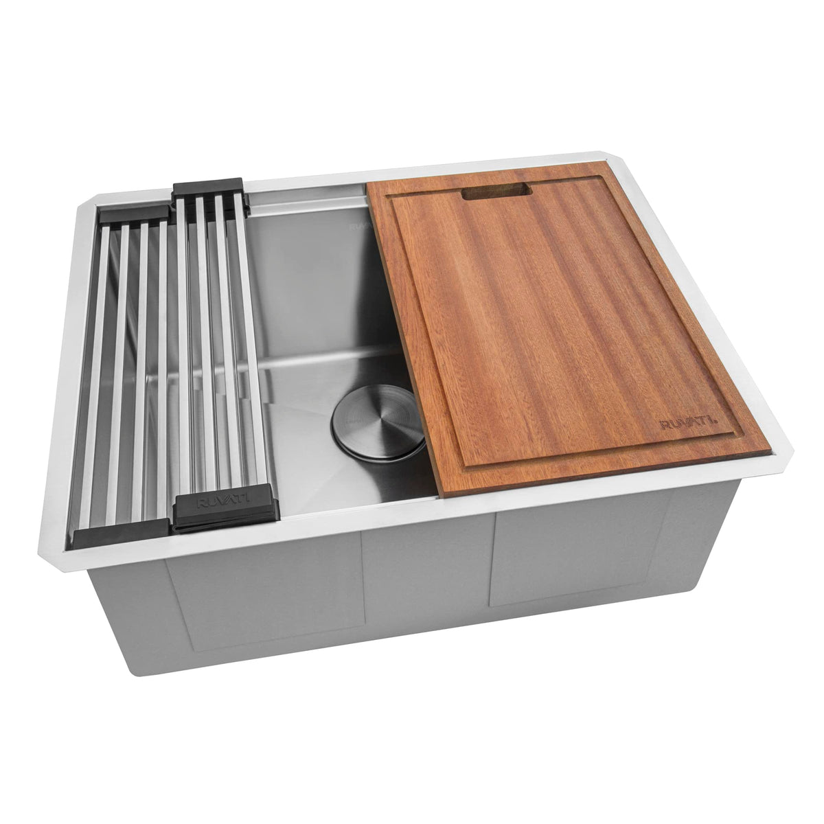 Ruvati 24-Inch Workstation Rounded Corners Undermount Ledge Kitchen Sink With Accessories - Rvh8324