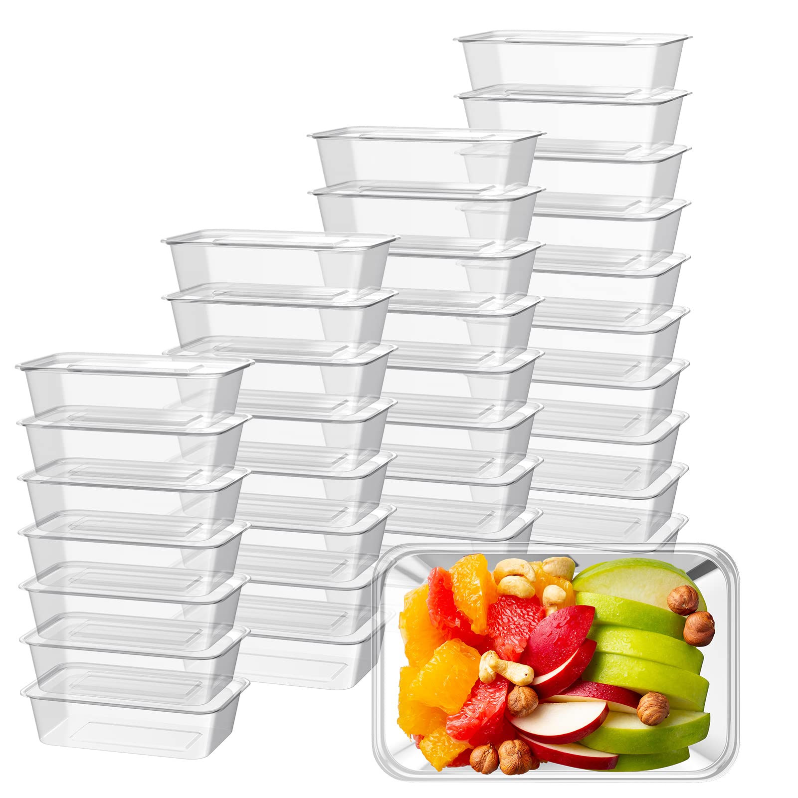 Bokon 200 Pcs Plastic Meal Prep Container with Lid Disposable Clear Lunch Containers Stackable Food Storage Container Box Spill 