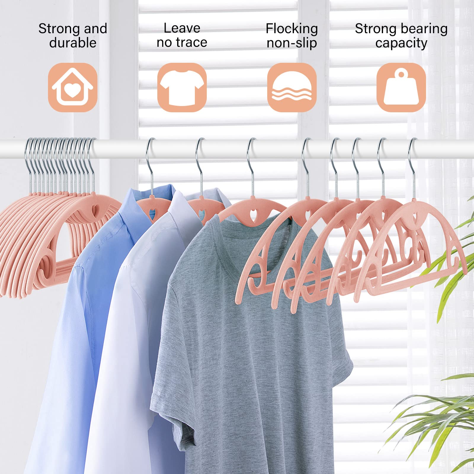 IEOKE Velvet Hangers  50-Pack No Shoulder Bumps Suit Hangers Ultra Thin Space Saving 360 Degree Swivel Heavy Duty Hook Durable Hangers for Sweaters Coat Jackets Shirts Dresses (50 Pack  Pink/Silver)