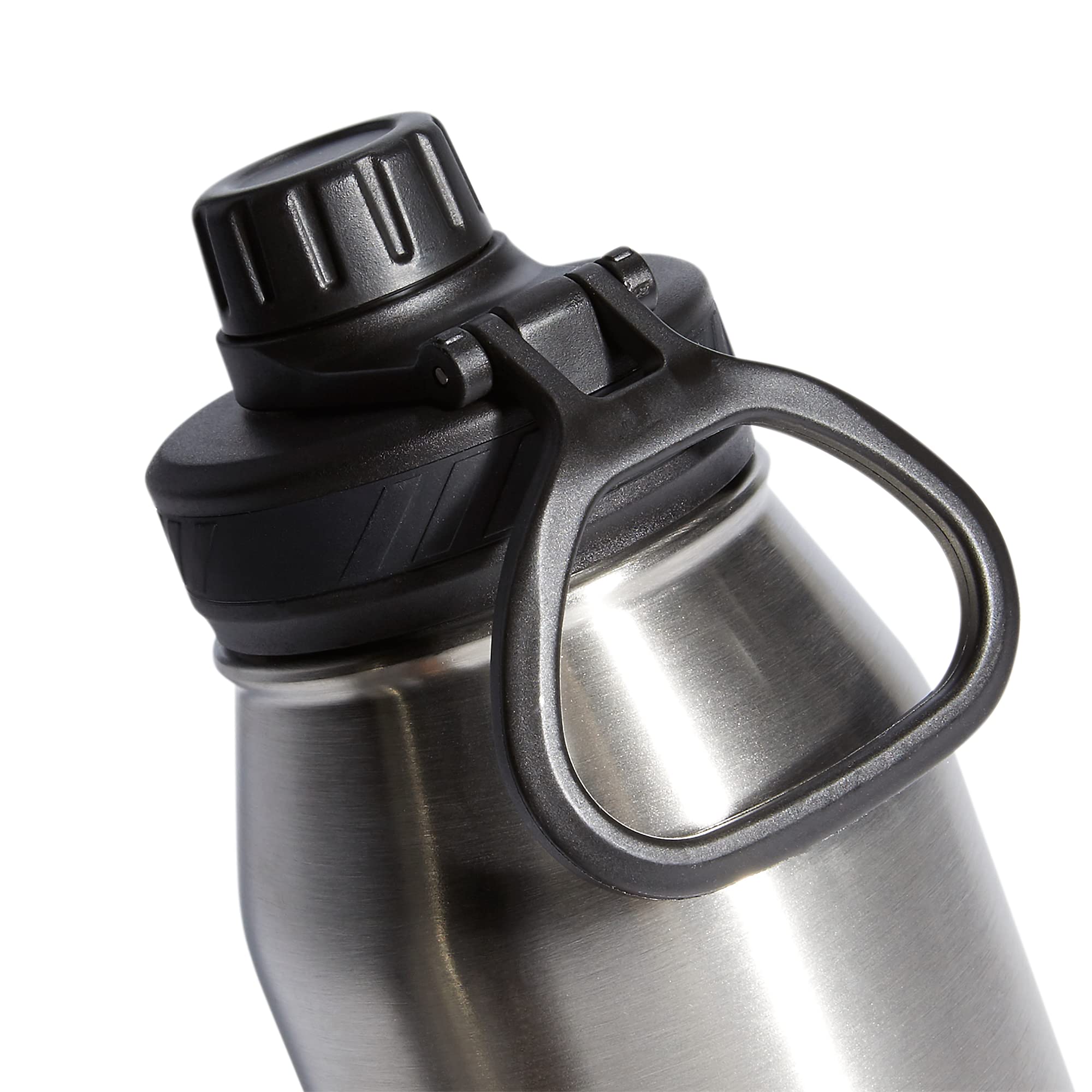 adidas Unisex 1 Liter (32 oz) Metal Water Bottle  Stainless Steel/Black  One Size