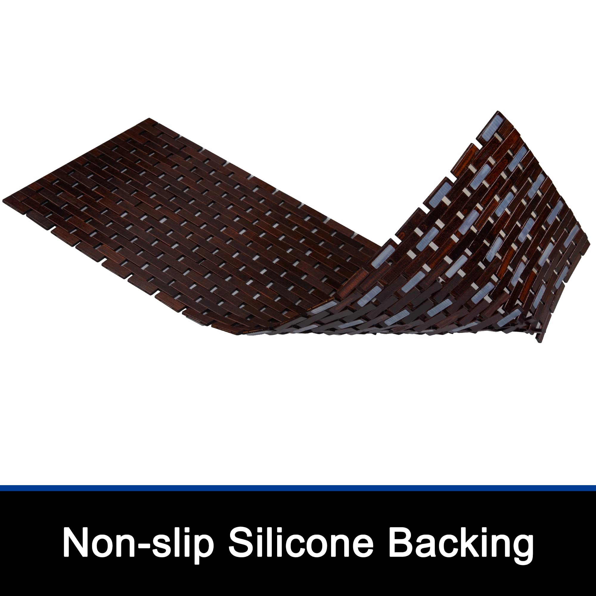 Fovlaurs Bamboo Bath Mat Bathroom Runner Long Large Rugs Floor Wood Shower Bathtub Waterproof Non Slip Accessories 16X48 Inch Ea