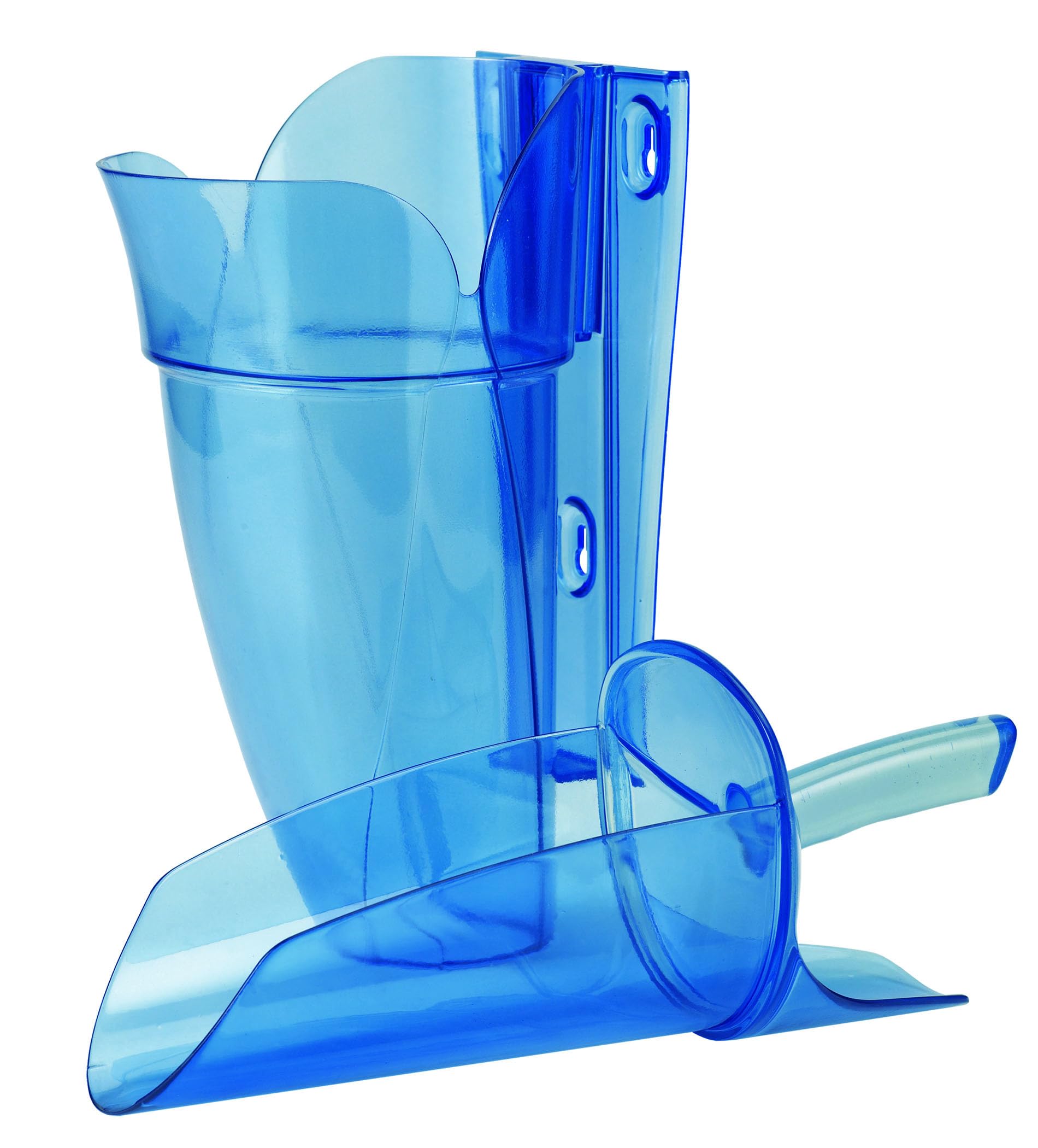 San Jamar Saf-T-Scoop Ice Scoop With Storage Caddy For Kitchens, Restaurants, And Fast Food, Plastic, 64 To 86 Ounces, Blue