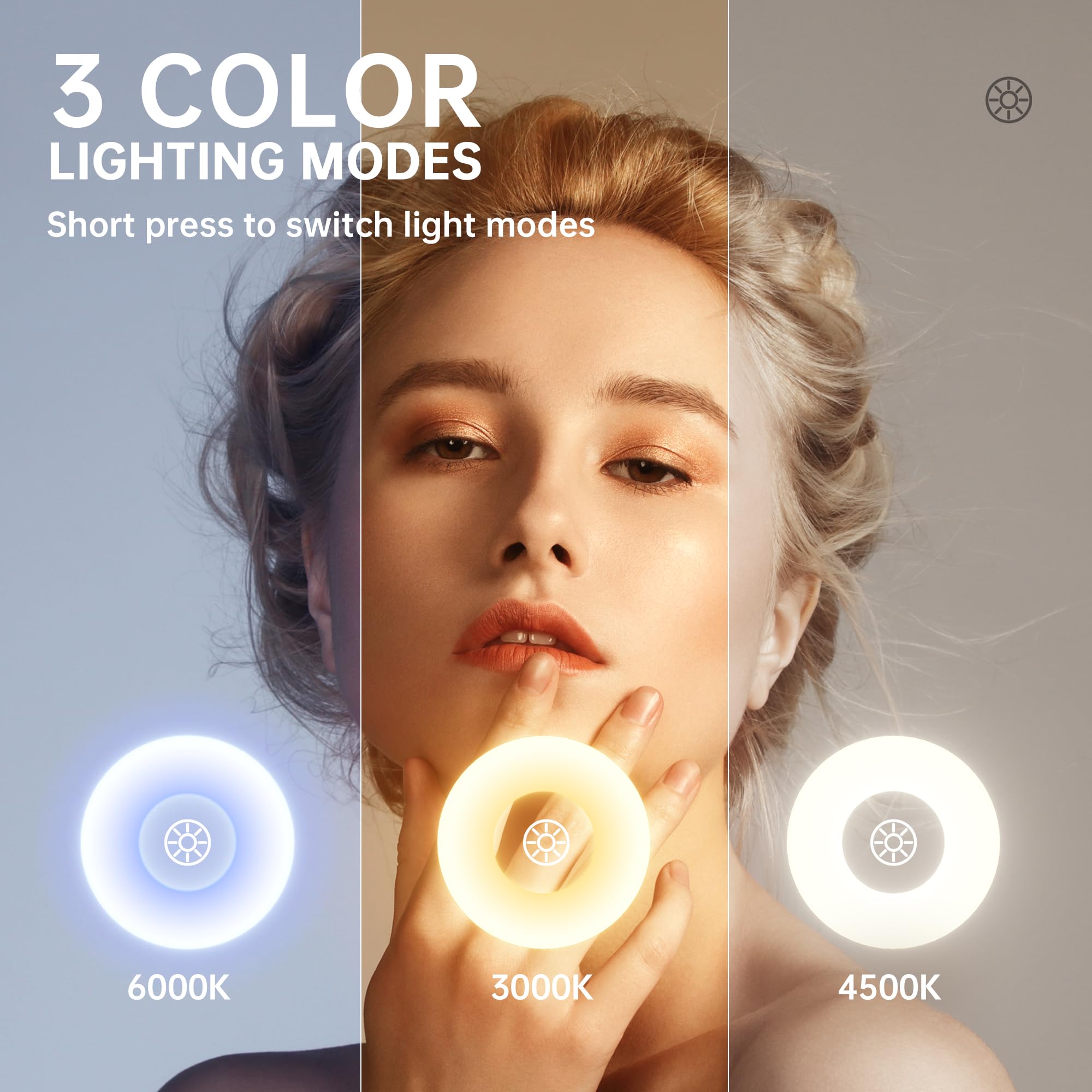 Hasipu Vanity Mirror With Lights, 12''  14'' Arched Led Makeup Mirror, Lighted Makeup Mirror With Lights, Smart Touch Control Di