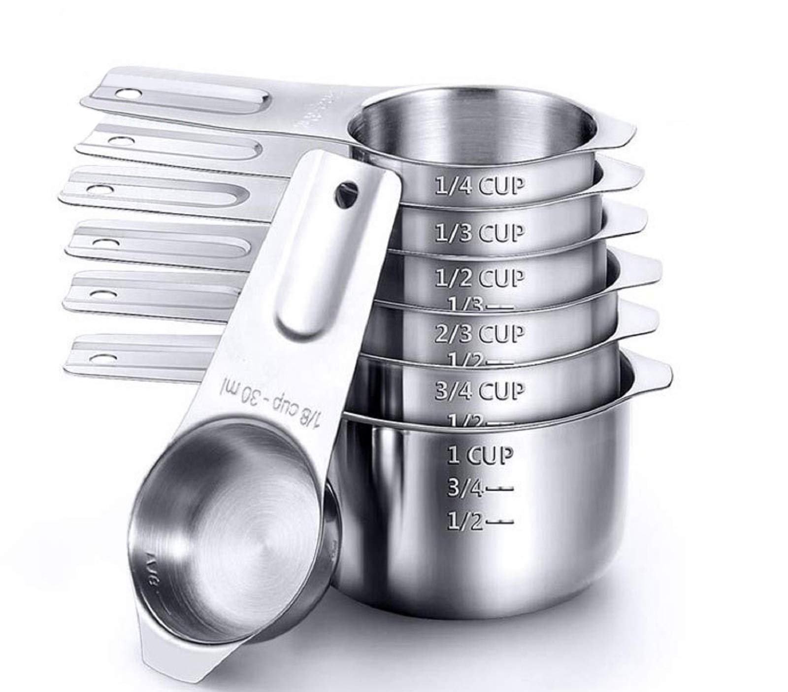 Measuring Cups,Stainless Steel Measuring Cup Food Grade Measuring Cup For Kitchen Cooking And Baking (Set Of 7)