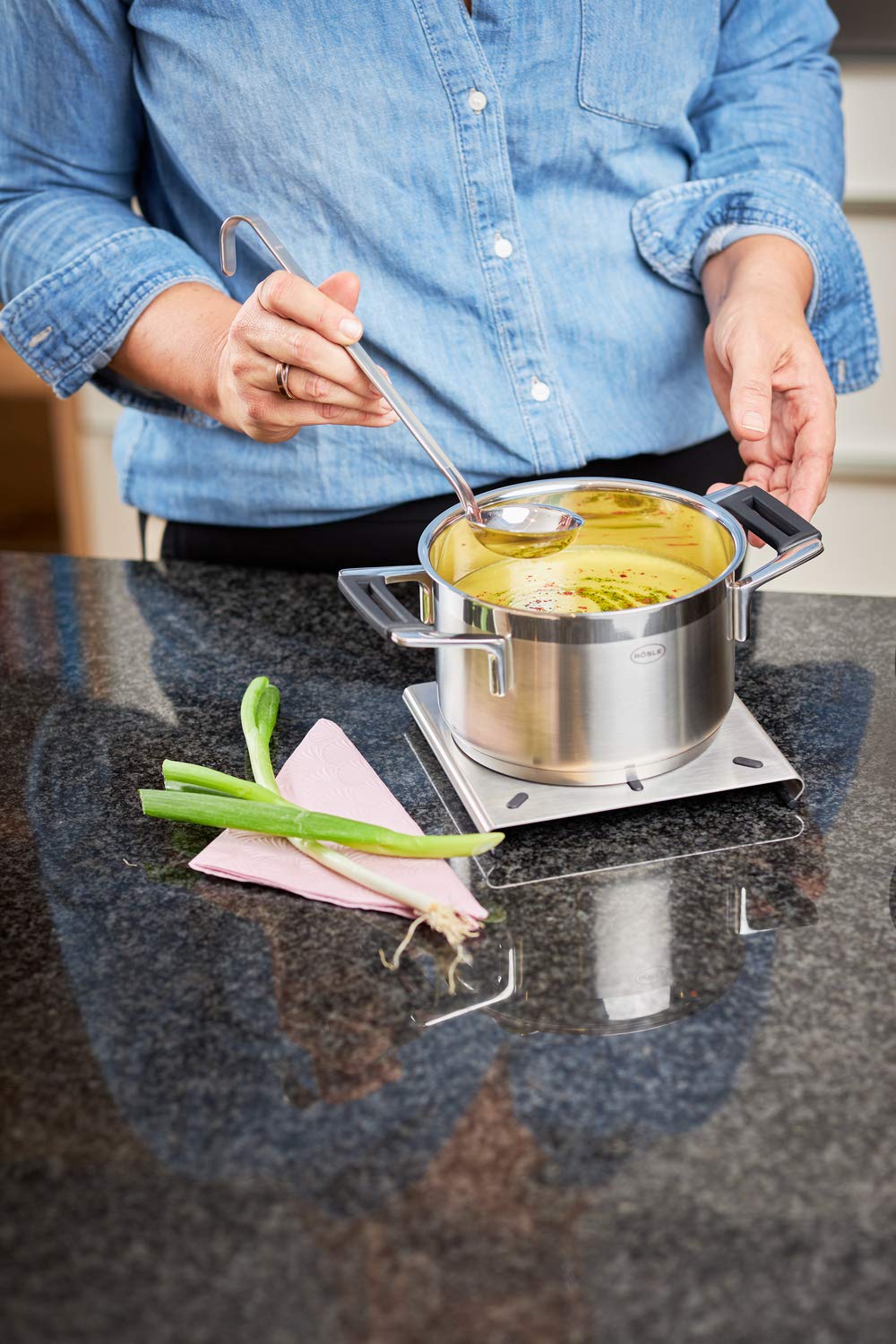Rsle Stainless Steel Sauce Ladle  Hooked Handle  2-Ounce
