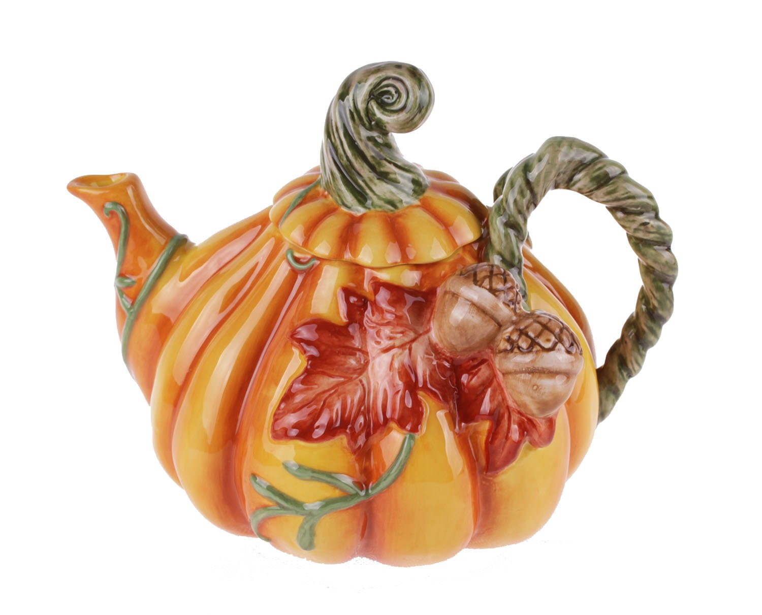Blue Sky Ceramic Thanksgiving Harvest Pumpkin Teapot, 9'' X 7'' X 7'', 14097, Multi-Color