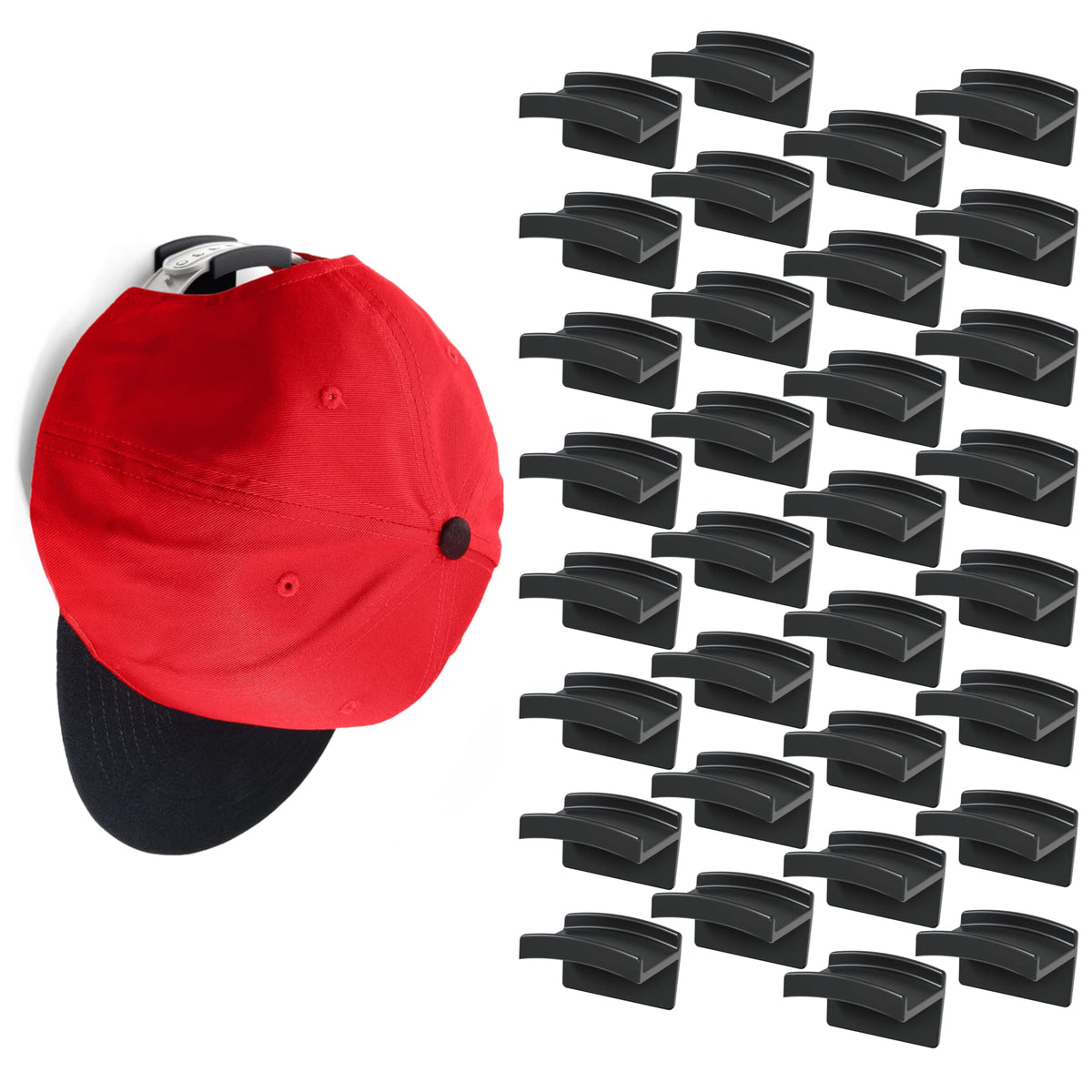 Modern Jp Adhesive Hat Hooks For Wall (32-Pack) - Minimalist Hat Rack Design, No Drilling, Strong Hold Hat Hangers - Usa Patente