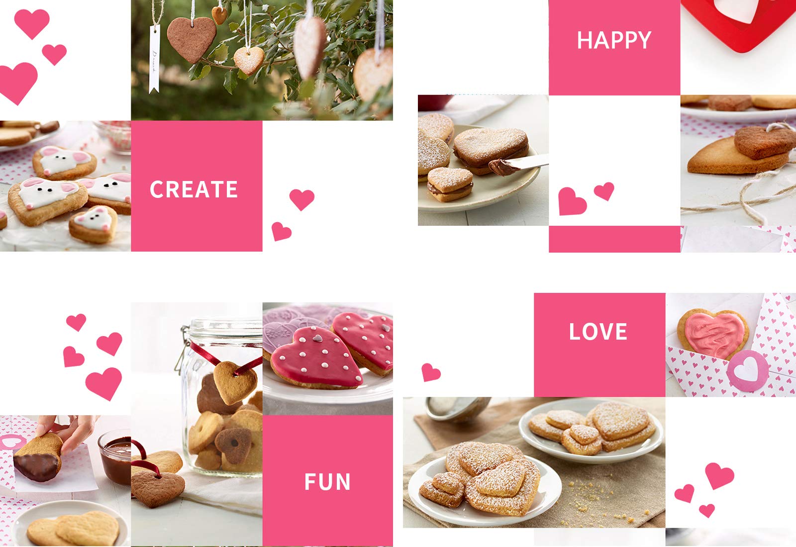 Heart Cookie Cutter Set - 5 Piece - 4'', 3 2/5'', 2 3/4'', 2 1/5'', 1 5/8'', Heart Shaped Biscuit Cutters