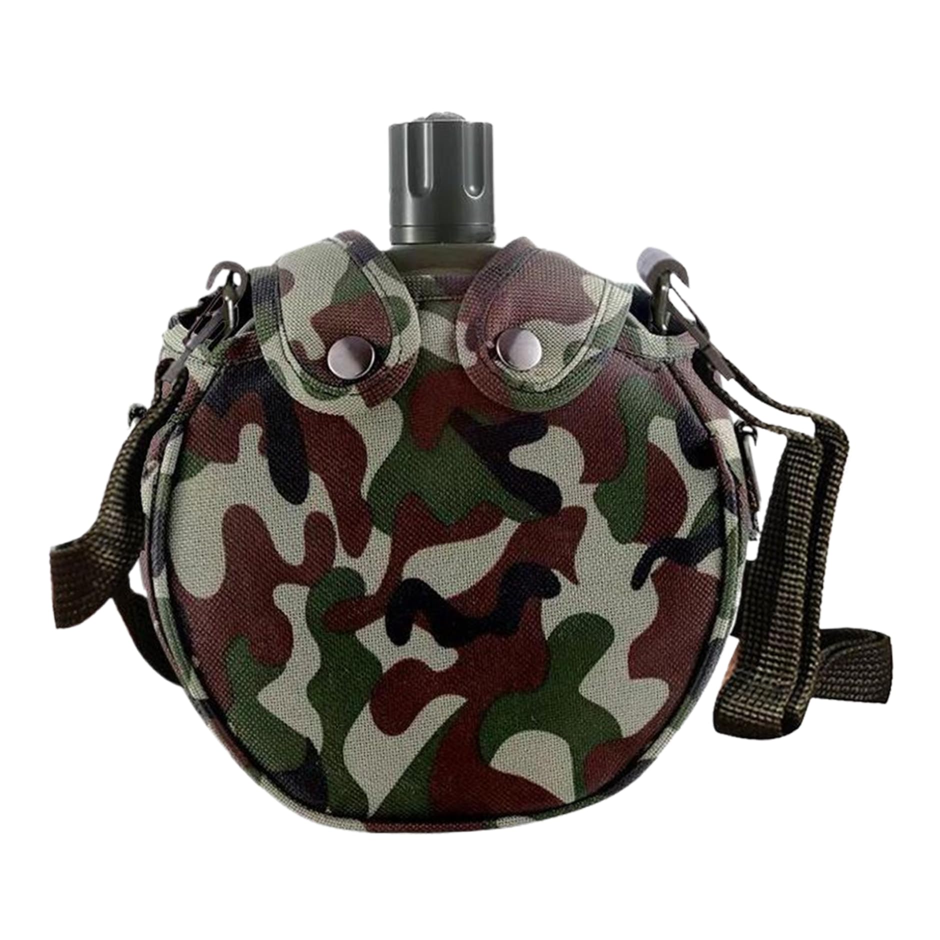 Canteen 5x7x2 Leakproof Stainless Steel Canteen with Camouflage Cover & Strap, Portable MultiFunctional Water Bottle for Outdoo