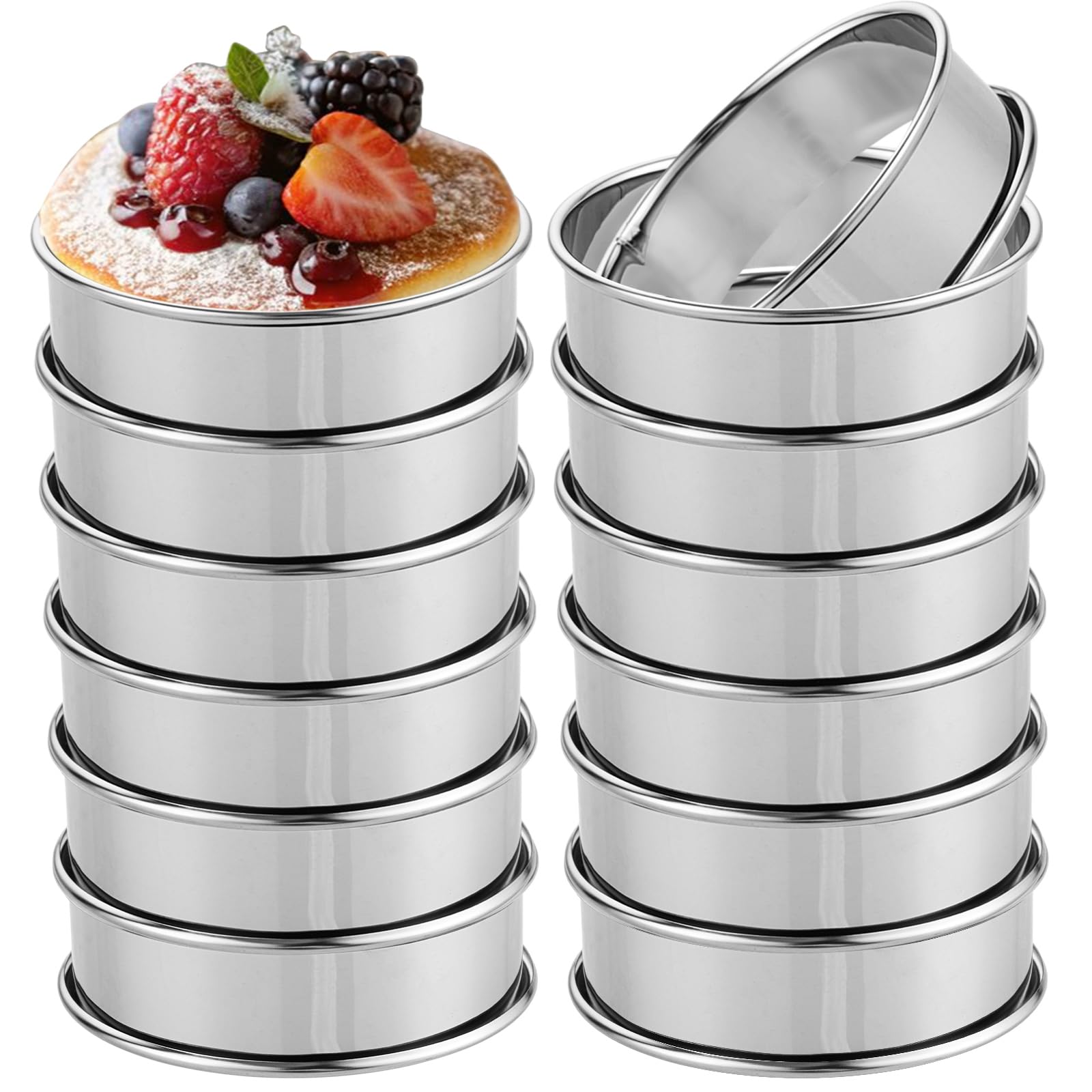 YEUIKERR 20 Pcs English Muffin Rings 4 inch Baking Rings, Stainless Steel