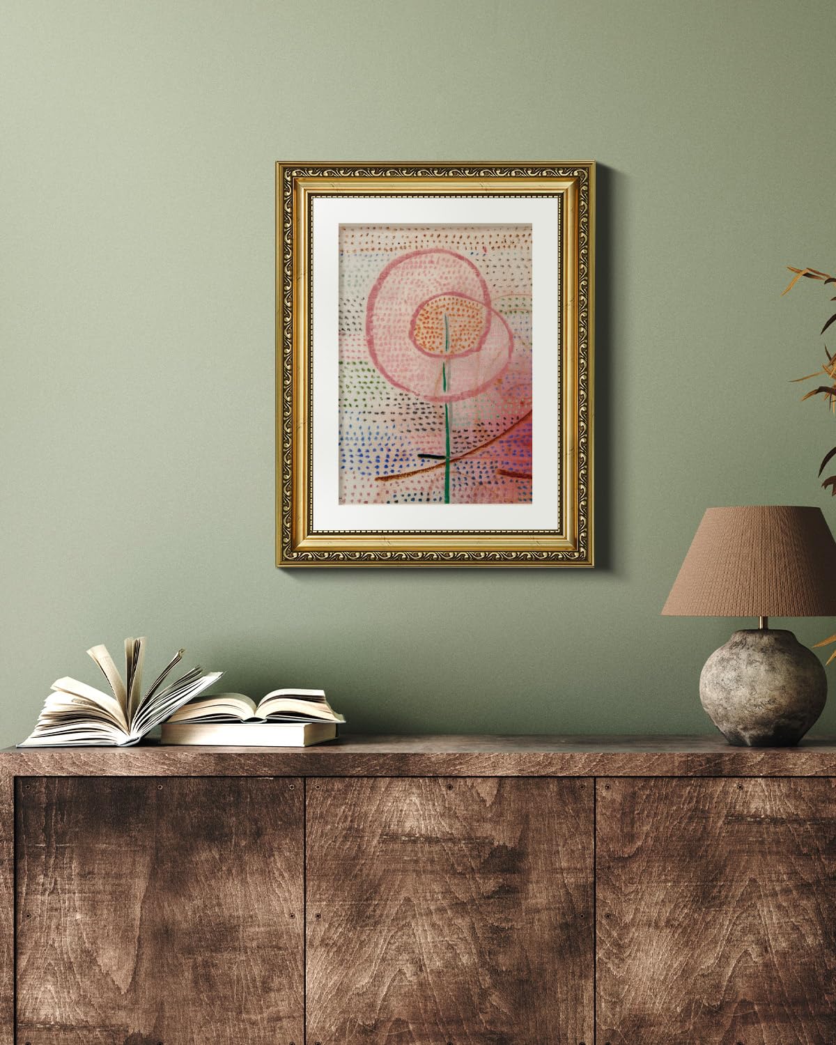 Viyyiea Gold Framed Wall Art Canvas Print Home Decor Botanical Plant Wall Art Prints Bathroom Wall Decor Green Suzuran Plant Flo