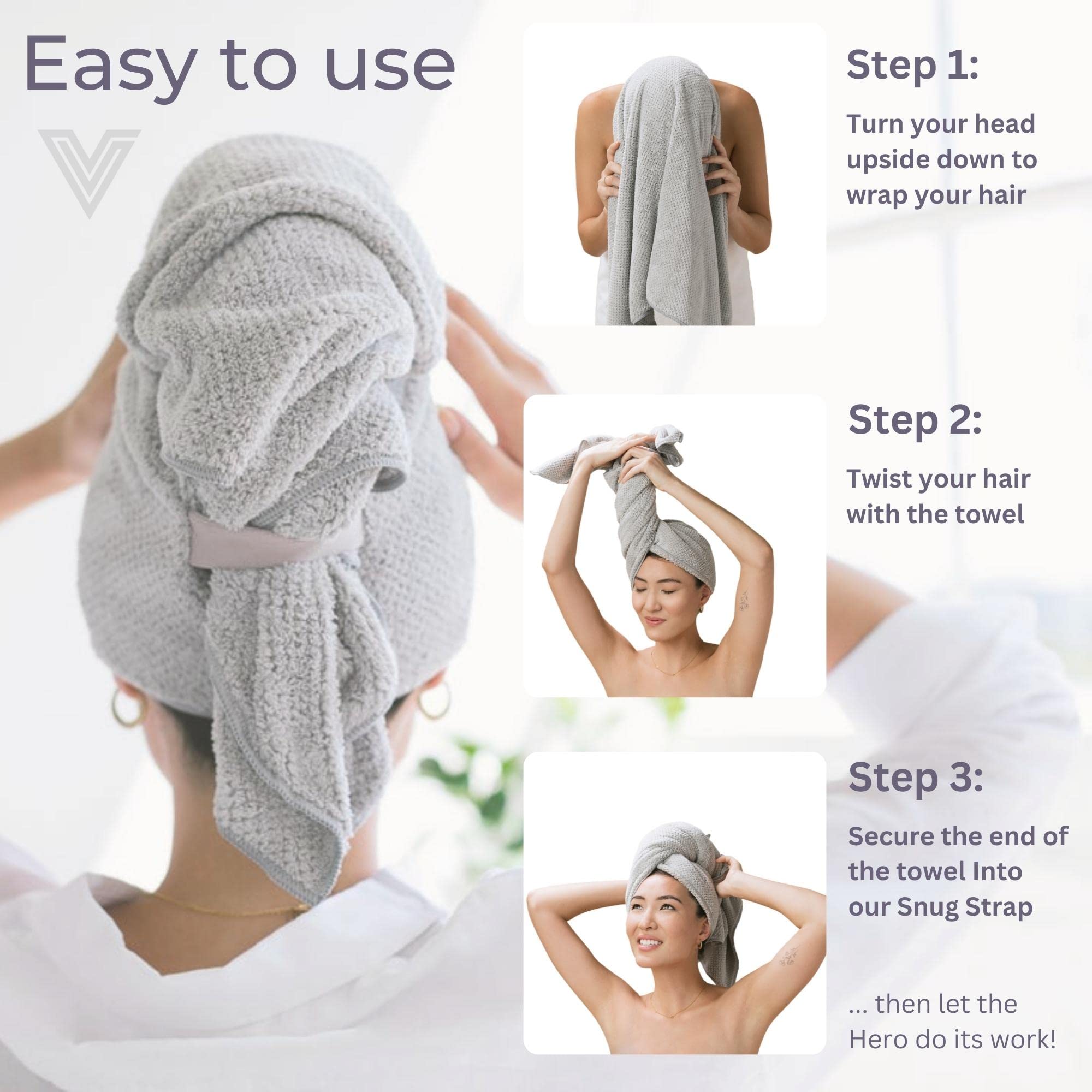 VOLO Hero Capri Blue Hair Towel | Ultra Soft, Super Absorbent, Quick Drying Nanoweave Fabric | Reduce Dry Time by 50% | Large To