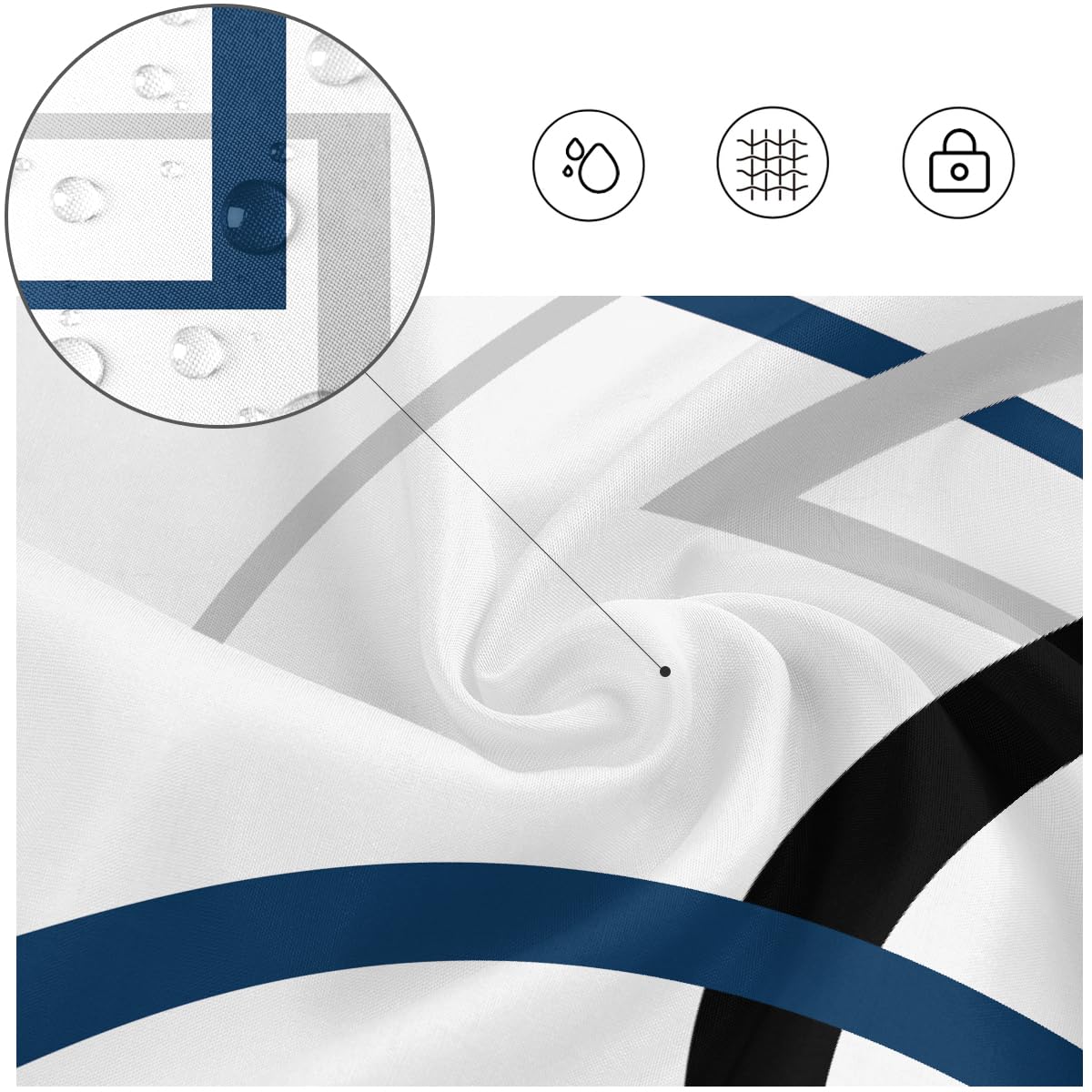 Kikiry Dark Blue And Black Shower Curtain 60''W X 72''L Abstract White Grey Gray Geometric Cross Checkered Modern Geometry Minim