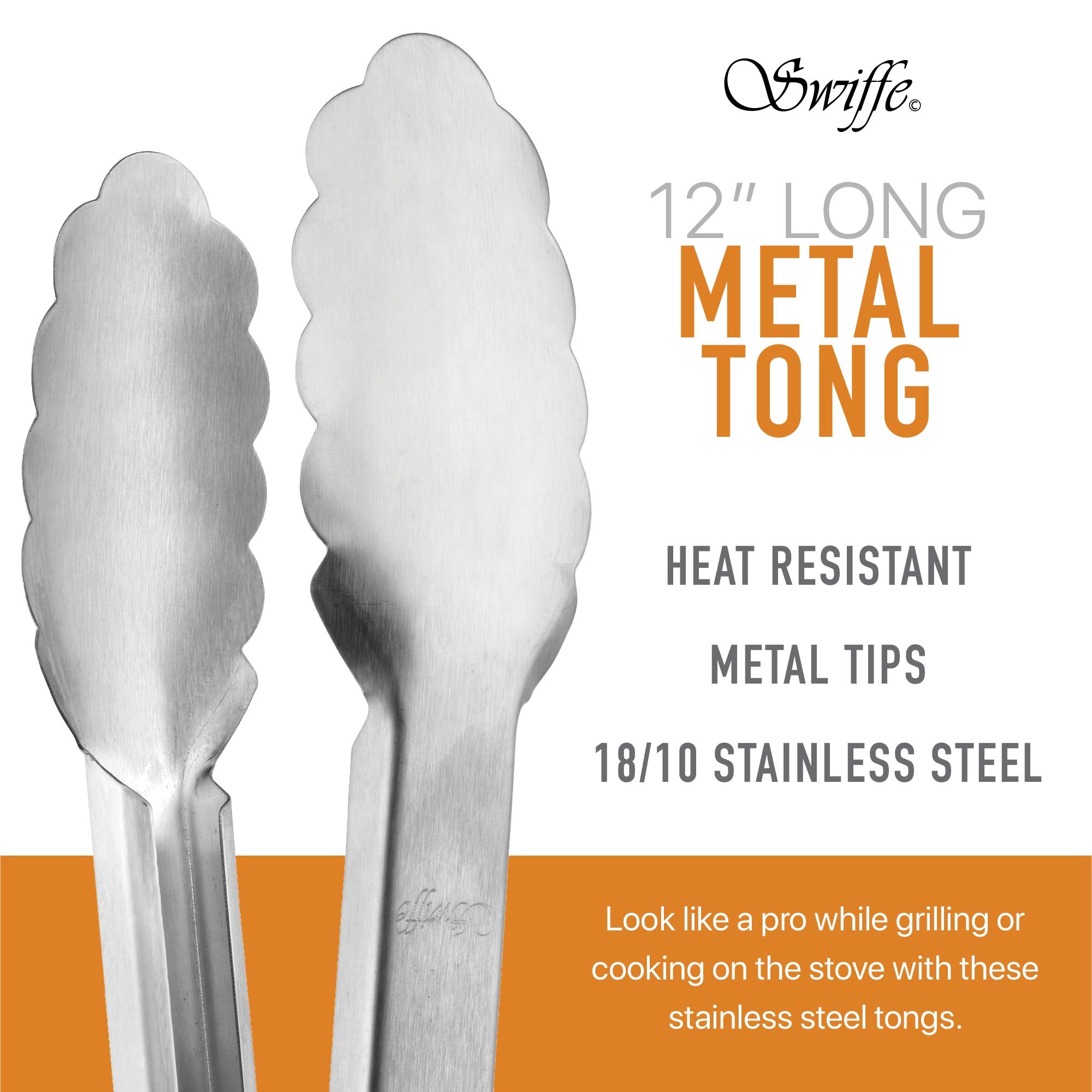 Stainless Steel Kitchen Tongs Set Of 2 - Premium Multipurpose 9    With Bpa Free Heat Resistant Silicone Tips And 12    With Met