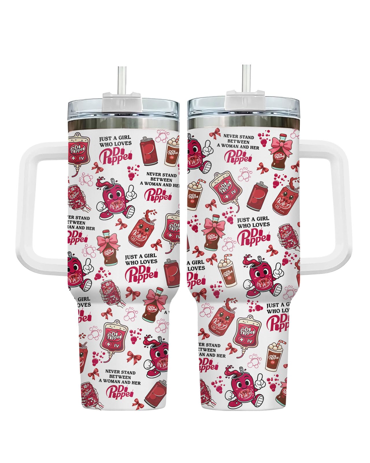 fat mummy Soda Lover 40oz Insulated Tumbler With Handle And Straw, Stainless Steel Travel Cup, Double Wall Vacuum Drinkware For 