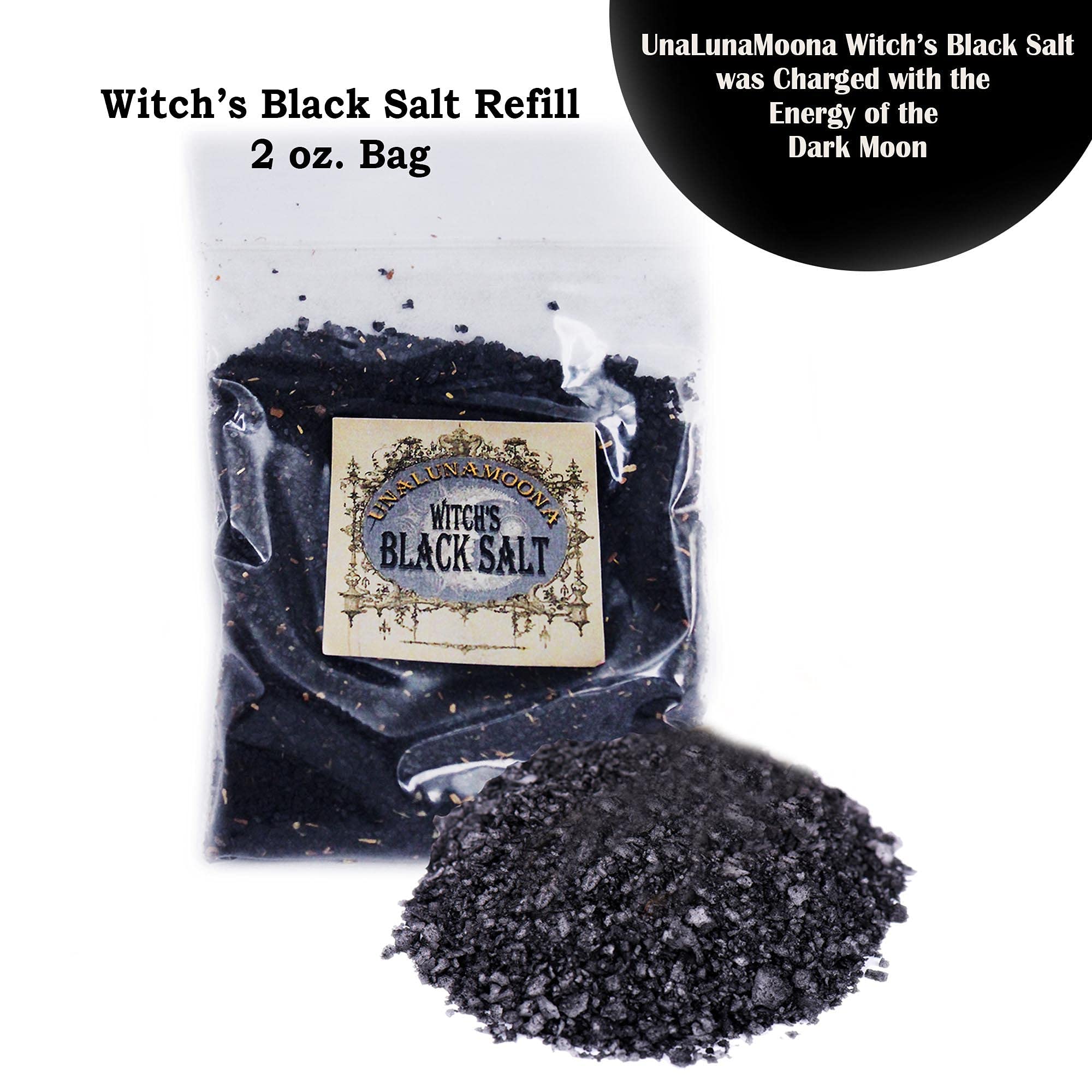 Unalunamoona Wicca Black Salt Refill, Black Salt For Protection, Black Salt Witchcraft, Empath Protection, Witch Salt, Witchcraf