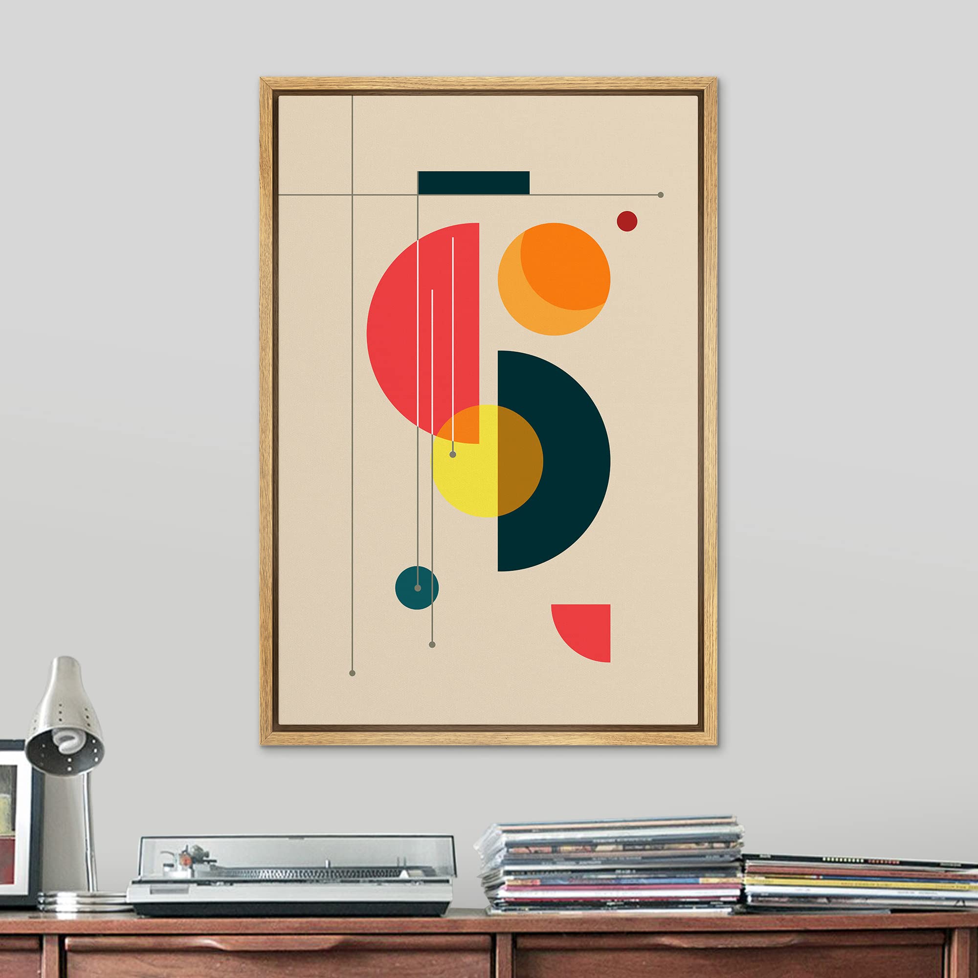 Signleader Framed Canvas Print Wall Art Semi Circle Midcentury Art Geometric Shapes Illustrations Modern Art Contemporary Fun Mu
