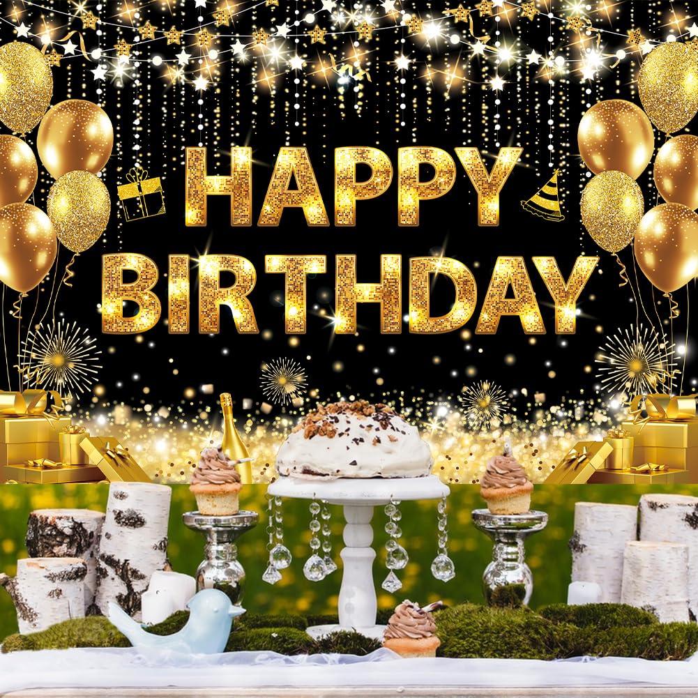 Mdcgfod Happy Birthday Banner - Birthday Decorations For Men Women Birthday Party Banners Welcome Happy Birthday Background Sign