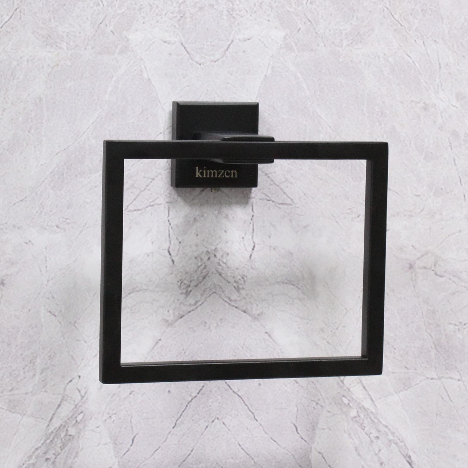 Kimzcn Matte Black Hand Towel Holder For Bathroom Sus 304 Stainless Steel Towel Ring Simple Square Towel Hanger Heavy Duty Hand