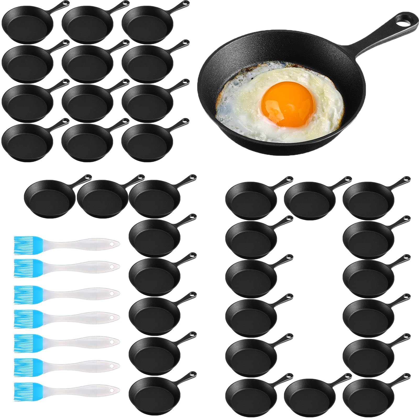 Remerry 70 Sets Mini Cast Iron Skillet 4 Inches Nonstick Black Pan