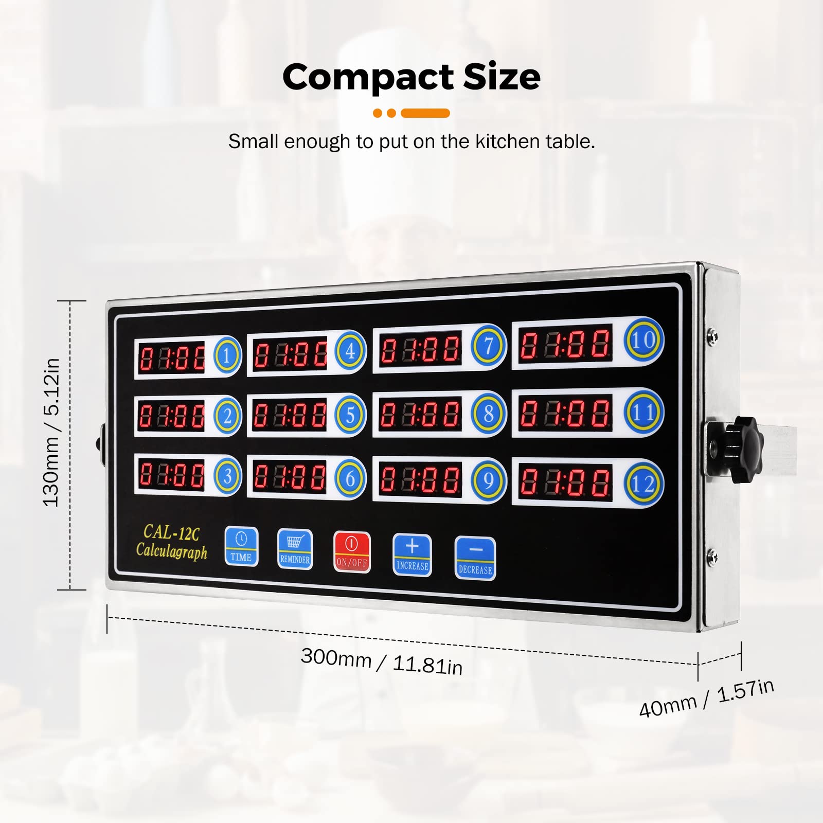 Beamnova 12 Channels Digital Kitchen Timer For Cooking Loud Alarm Stainless Steel Clock Hours And Minutes Seconds Volume Control