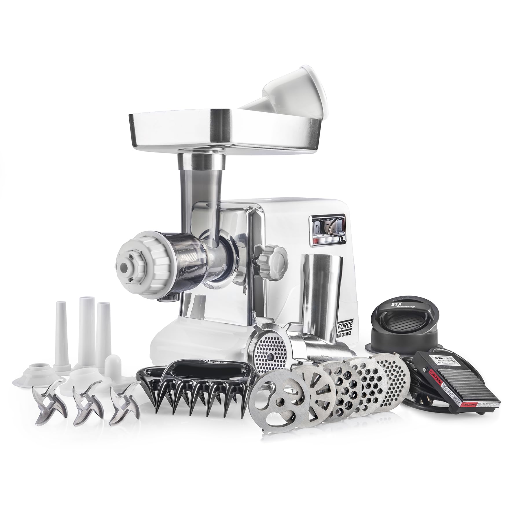Stx International Turboforce 3000 Series 7-In-1 Electric Meat Grinder | 3000W Max | 3-Speed | Foot Pedal | Juicer | 5 Grinding D