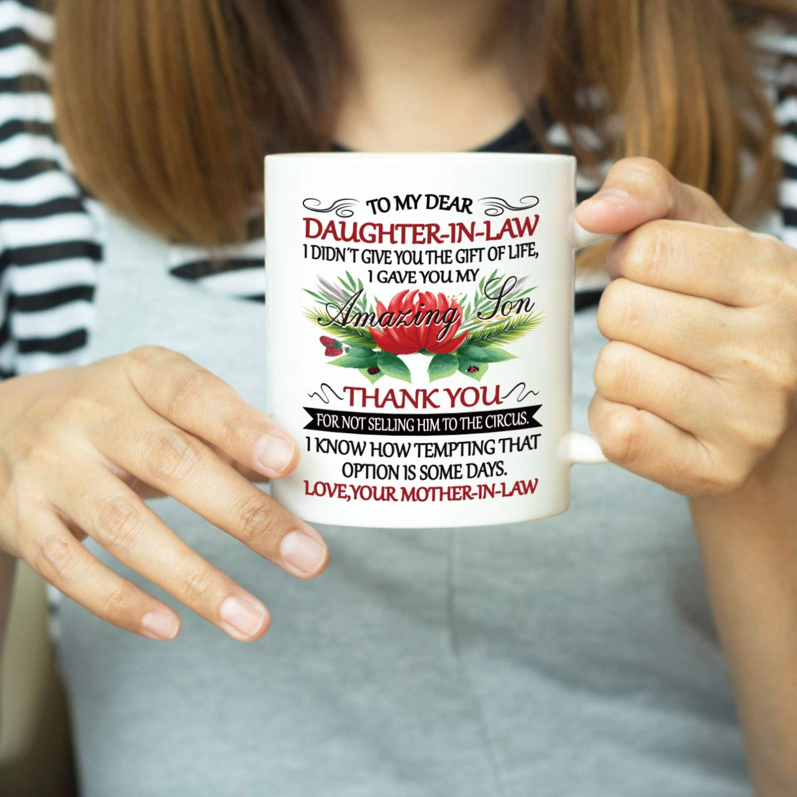 YHRJWN Daughter In Law Gifts - To My Dear Daughter In Law Mug - Daughter Gifts from Mom- Gifts for Daughter from Mother Mommy - Daughter Coffee Mug for Christmas Birthday Thanksgiving Day 11 Oz White