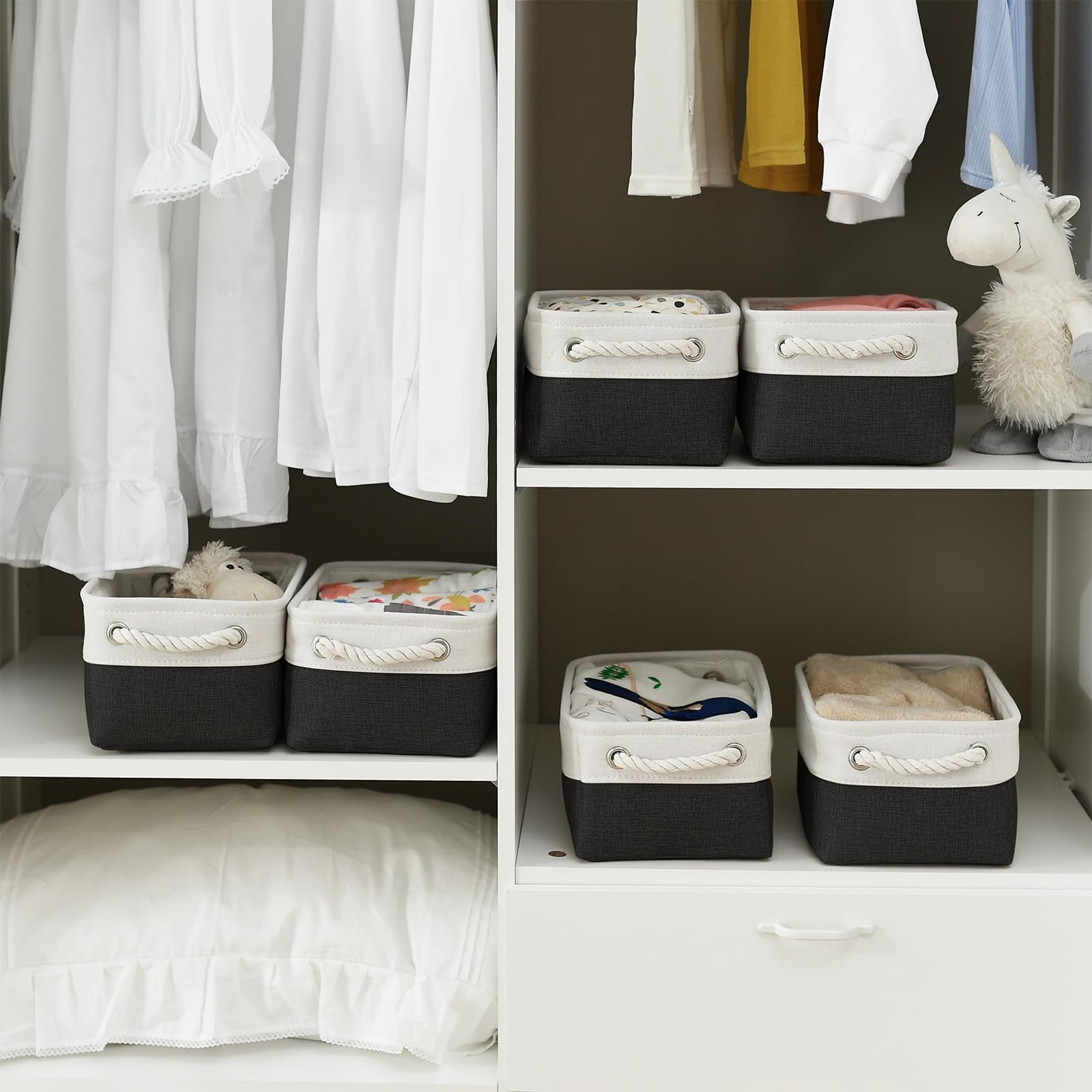 Thewarmhome Storage Bins For Shelves - 6 Pack 11.8X7.8X5.2 Inch Collapsible Storage Cubes, Basket For Gifts Empty Closet Organiz
