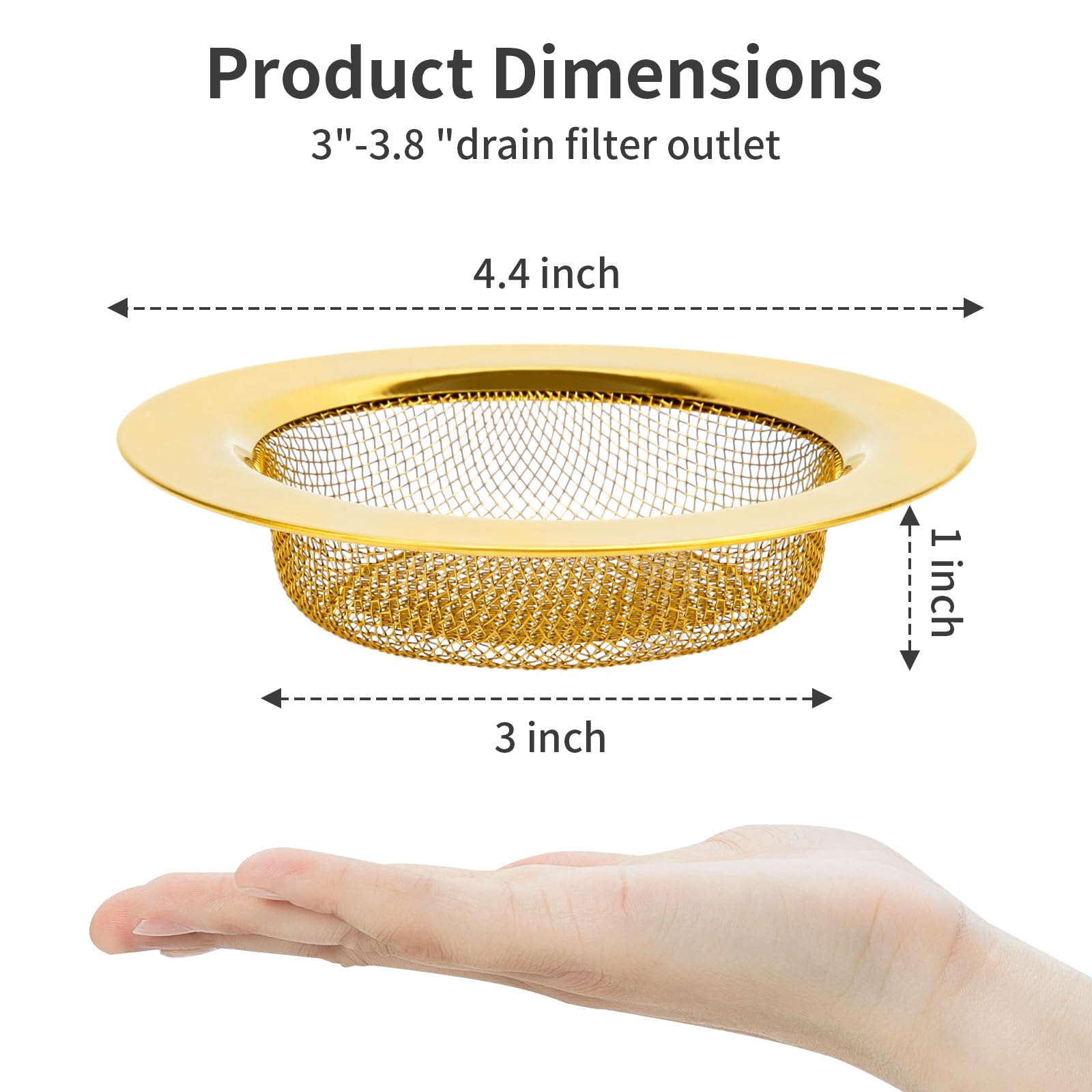 Raings 2 Pcs Kitchen Sink Strainers Stainless Steel, Upgrade Anti-Clogging Mesh Sink Drain Basket, Strainers For Sink Drain Food