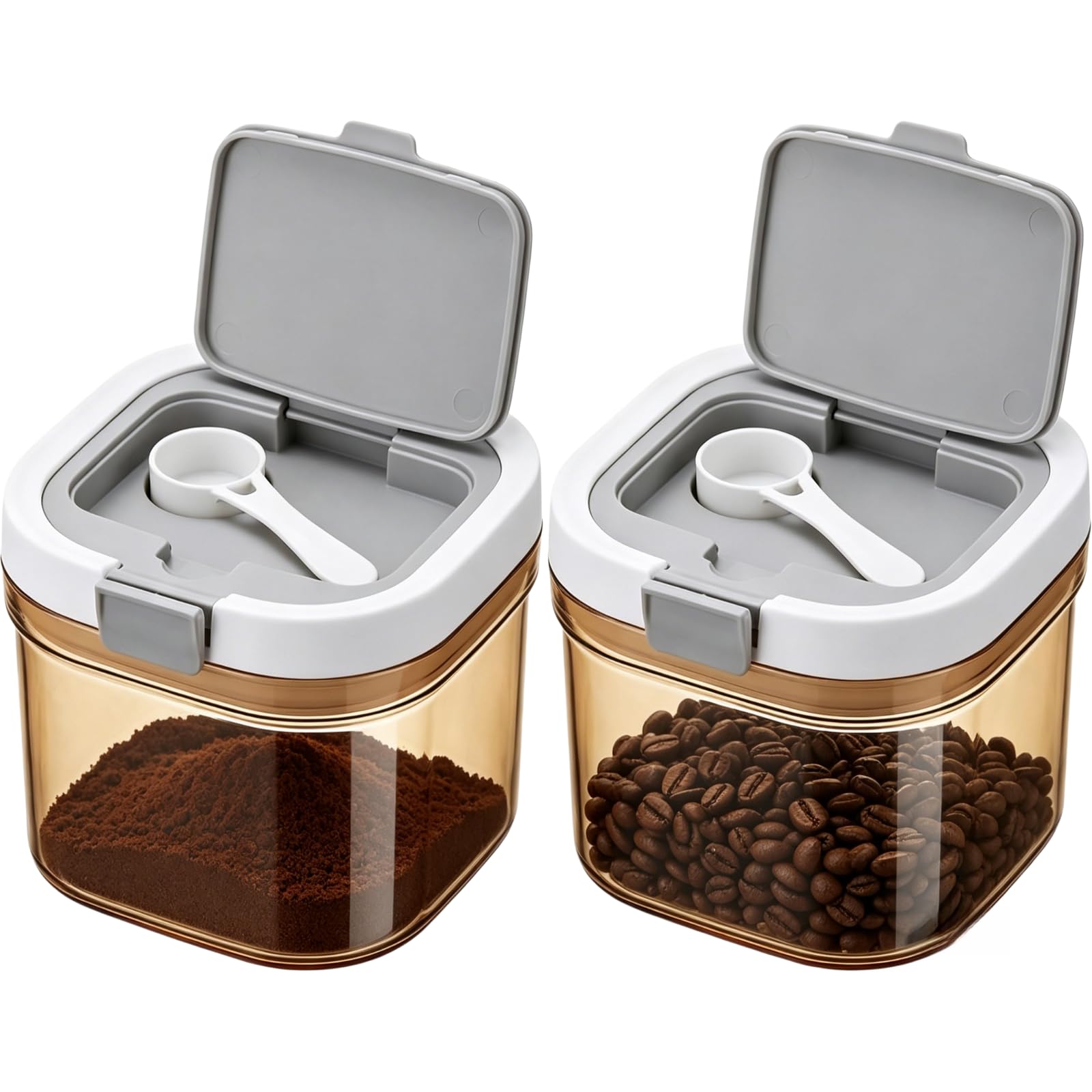 Airtight Coffee Canister with Scoop, 2Pcs Coffee Bean Storage Container Set
