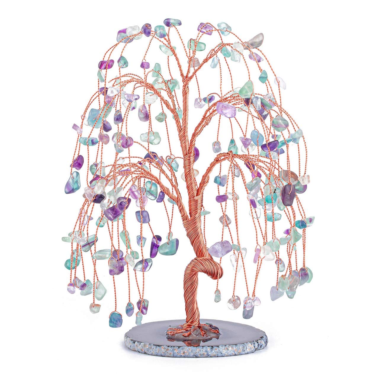 Jovivi Natural Healing Crystals Fluorite Tree Tumbled Gemstone Stones Money Tree, Geode Agate Slices Base Feng Shui Ornaments Ho