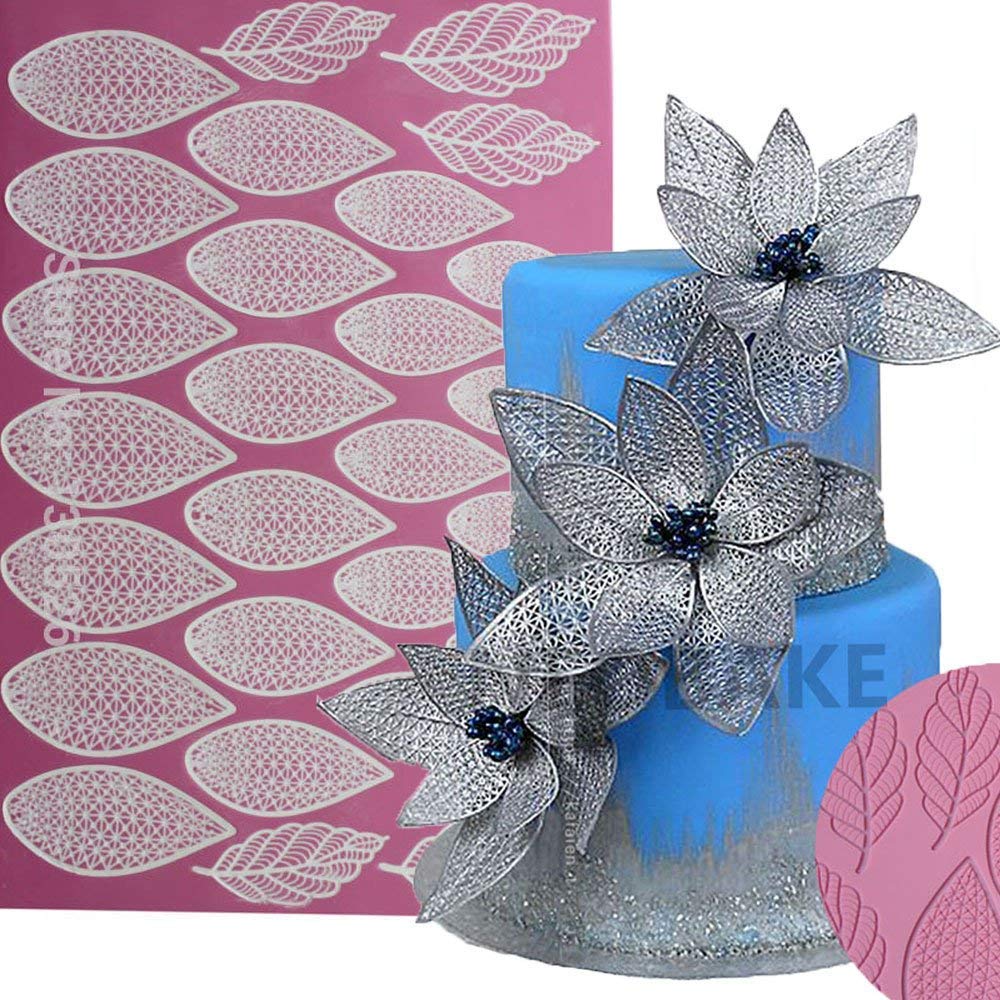 Anyana Giant Huge 17 Inch Sugar Imprint Dress Silicone Fondant Repeat Leaf Embossing Impression Mat Texture Textured Cake Decora