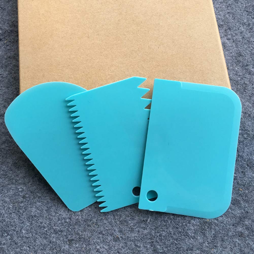 Lasenersm 3 Pieces Dough Scraper Bowl Scraper Cake Scraper Plastic Dough Cutter Jagged Edges Scraper Curved Edge Scraper Flat Ed