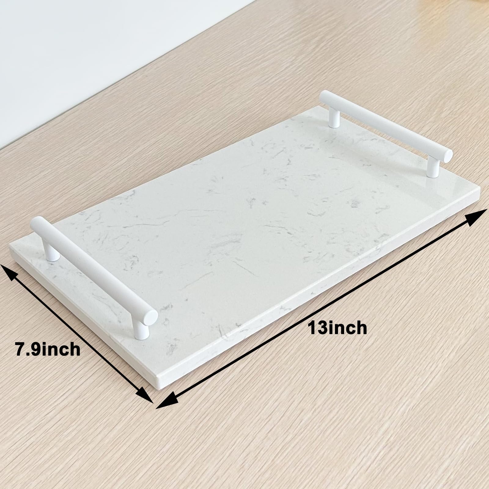 Xzhxfx Guest Towel Holder Tray For Bathroom,Marble Tray With Handles -Napkin Holder For Bathroom & Kitchen - Bathroom Tray -Toil