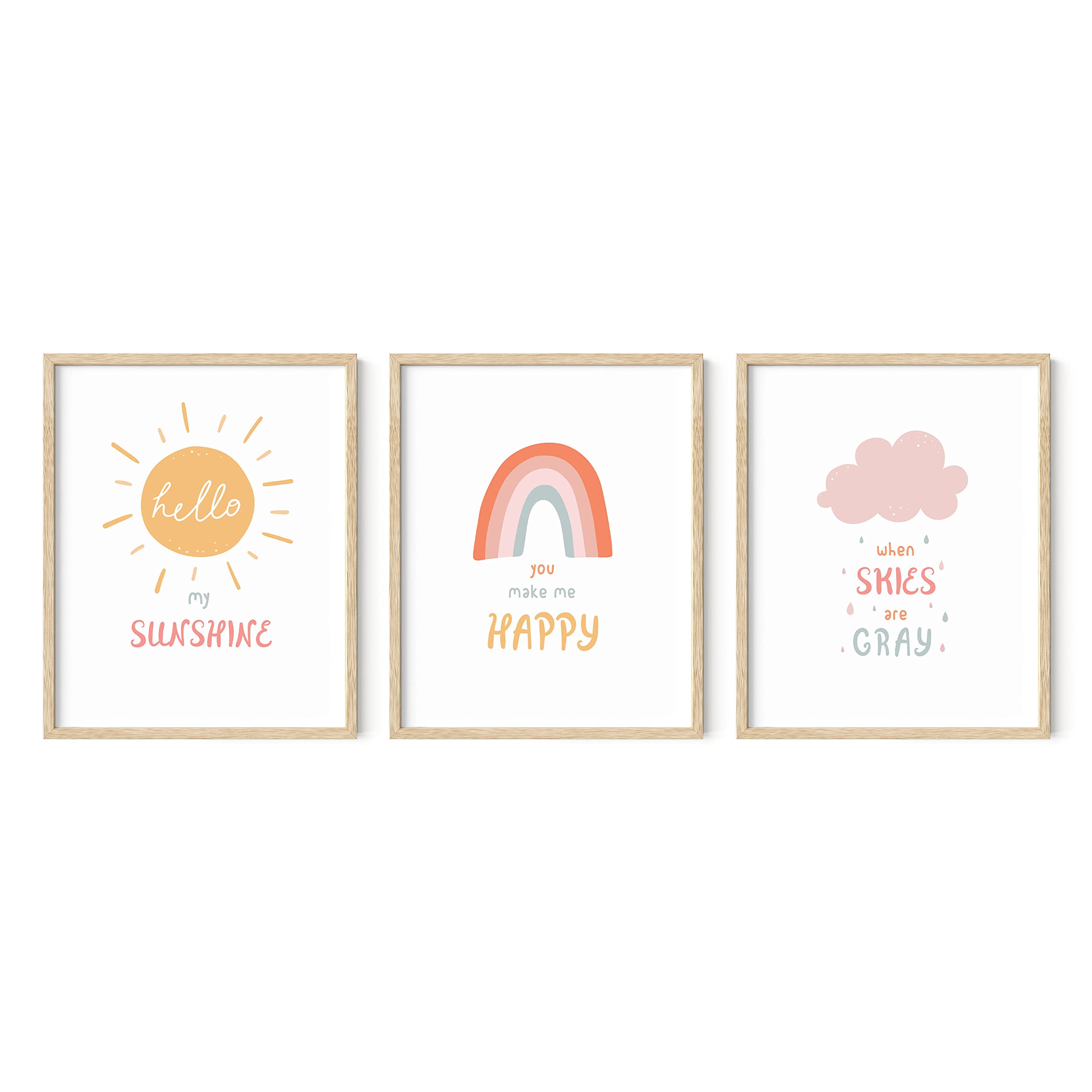 Haus And Hues Nursery Posters And Rainbow Wall Decor Set Of 3 Rainbow Wall Art For Kids  Wall Art For Nursery Girl  Kids Wall Ar