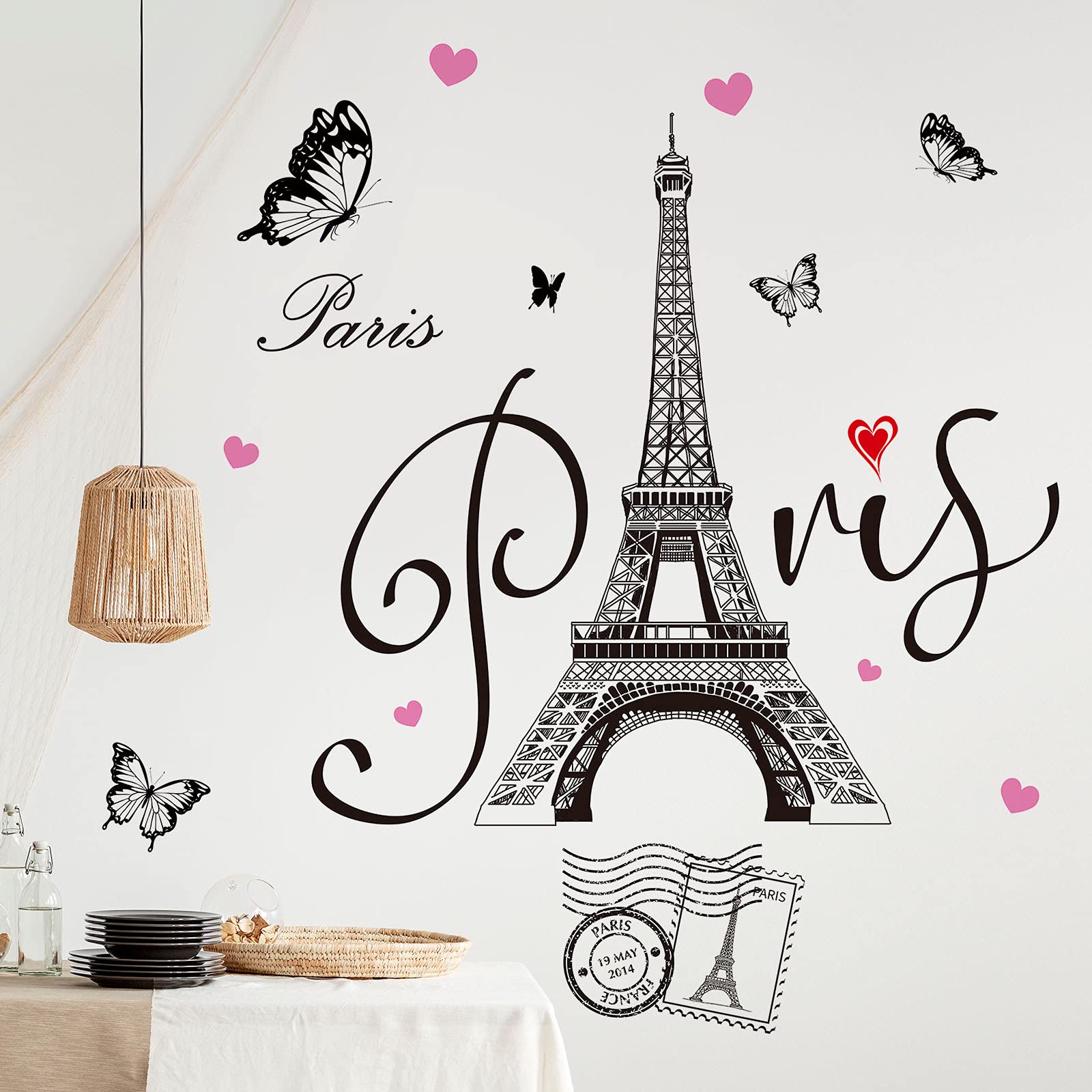Gueevin 2 Sheets Paris Tower Wall Stickers Eiffel Tower Wall Sticker Decal Removable Paris Tower Wall Decor For Bedroom Living R