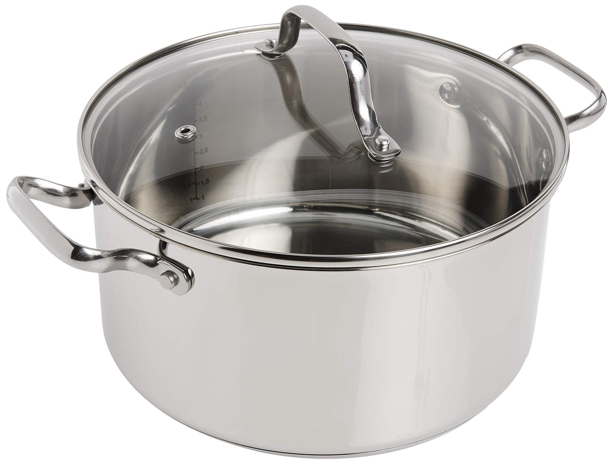 T-Fal Performa Stainless Steel Stockpot 9.5 Inch Induction Oven Broiler Safe 500F, Lid Safe 350F Pots And Pans, Cookware Silver