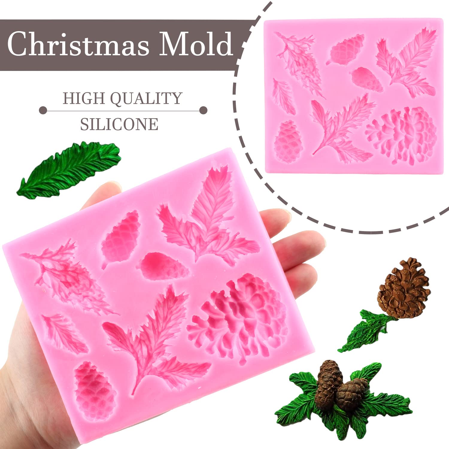 Mujiang Christmas Pinecone Cake Fondant Mold Pine Cone Silicone Chocolate Candy Mold For Cake Decorating Cupcake Topper Sugar Gu