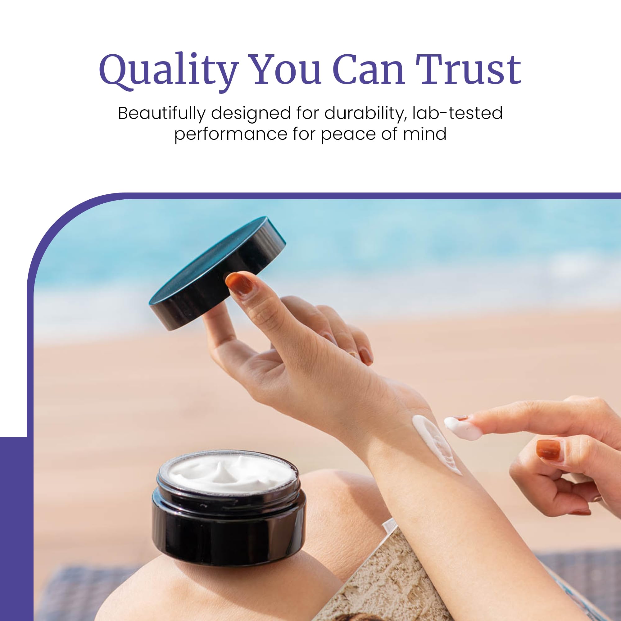 Infinity Jars Screw Top Jar 100 Ml(3.3 Fl Oz)Black Ultraviolet Refillable Cosmetic Style Travel Bottle Glass Jar Empty Cosmetic