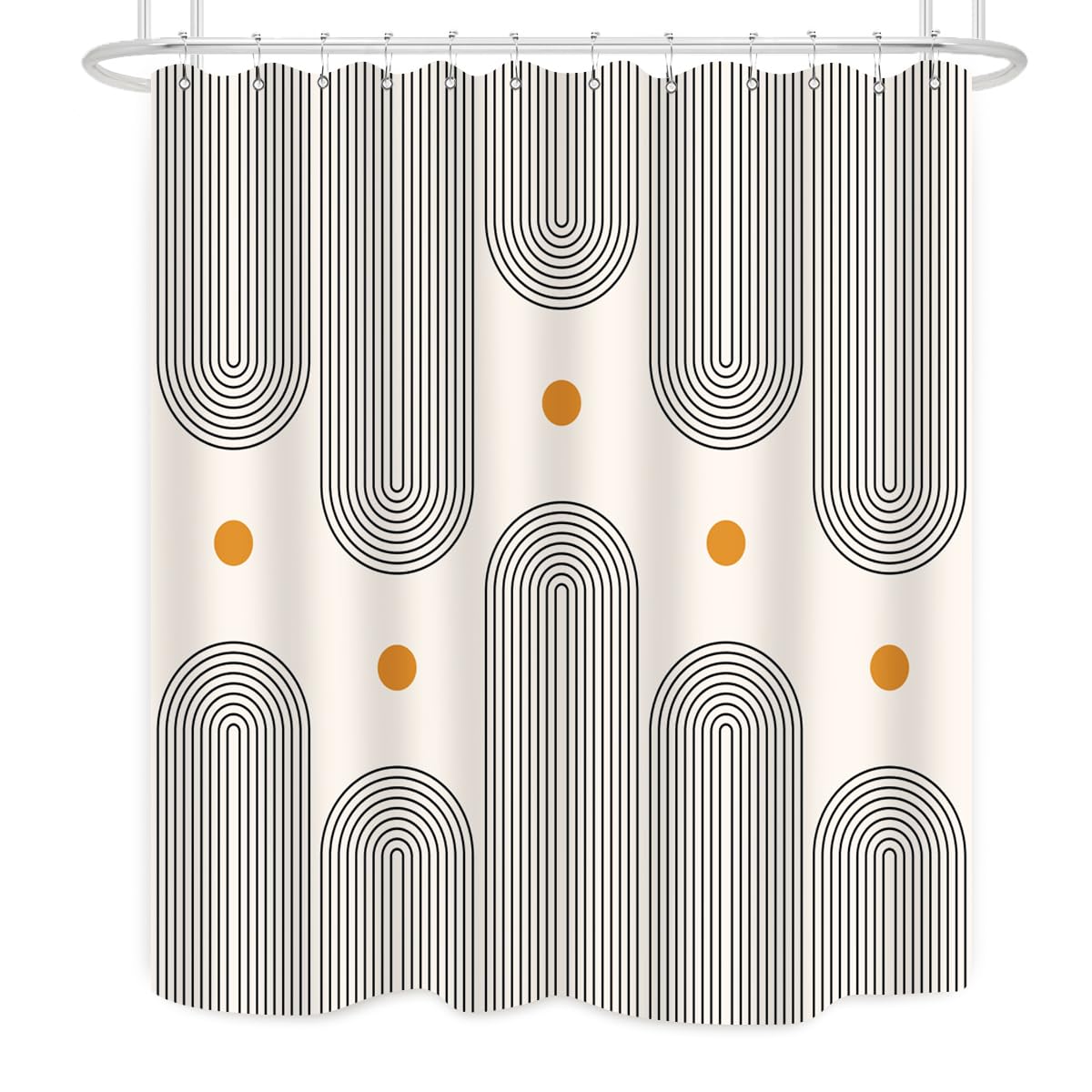 Zxmbf Mid Century Shower Curtain Boho Minimalist Abstract Arch Sun Simple Lines Geometric Modern Beige Bathroom Decor Waterproof