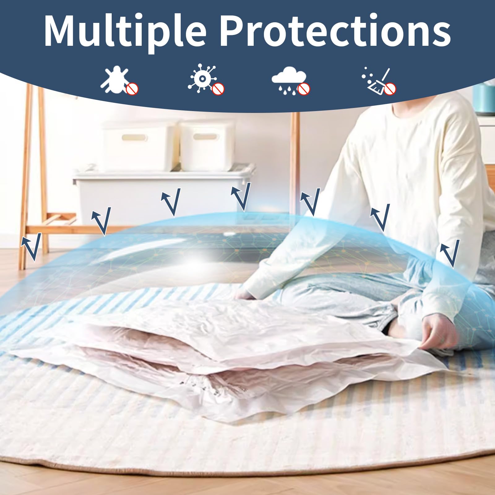 SZO 6 Pack Vacuum Storage Bags With Electric Air Pump,Vacuum Seal Bags For Clothing Travel, Space Saver Bags For Luggage, Blanke