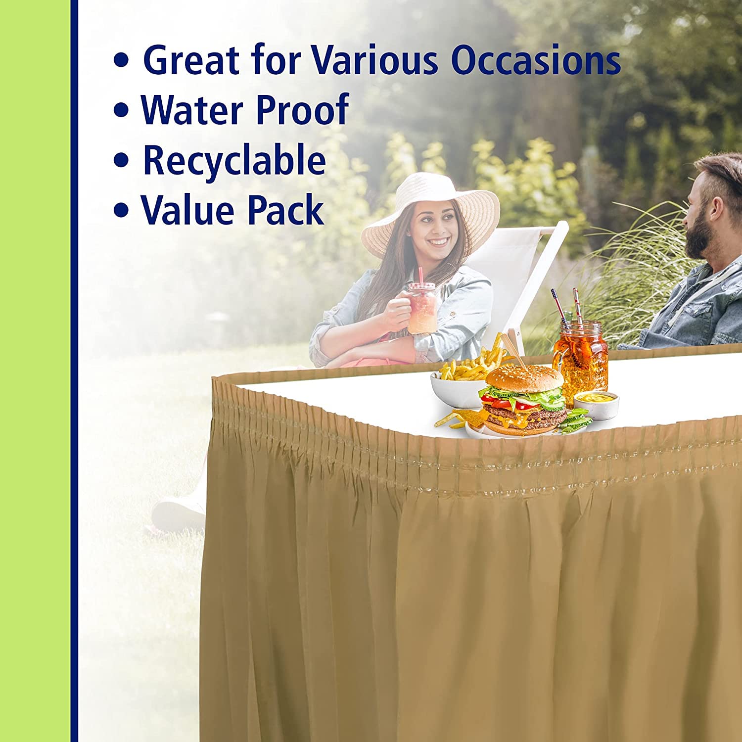 Party Dimensions Plastic Table Skirt, 29-Inches By 14-Feet - Gold - 1 Pack