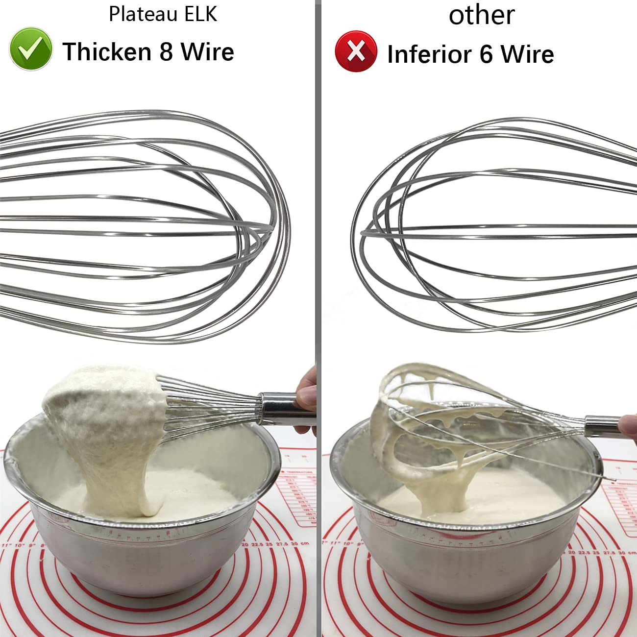 Whisks For Cooking, 3 Pack Stainless Steel Whisk For Blending, Whisking, Beating And Stirring, Enhanced Version Balloon Wire Whi