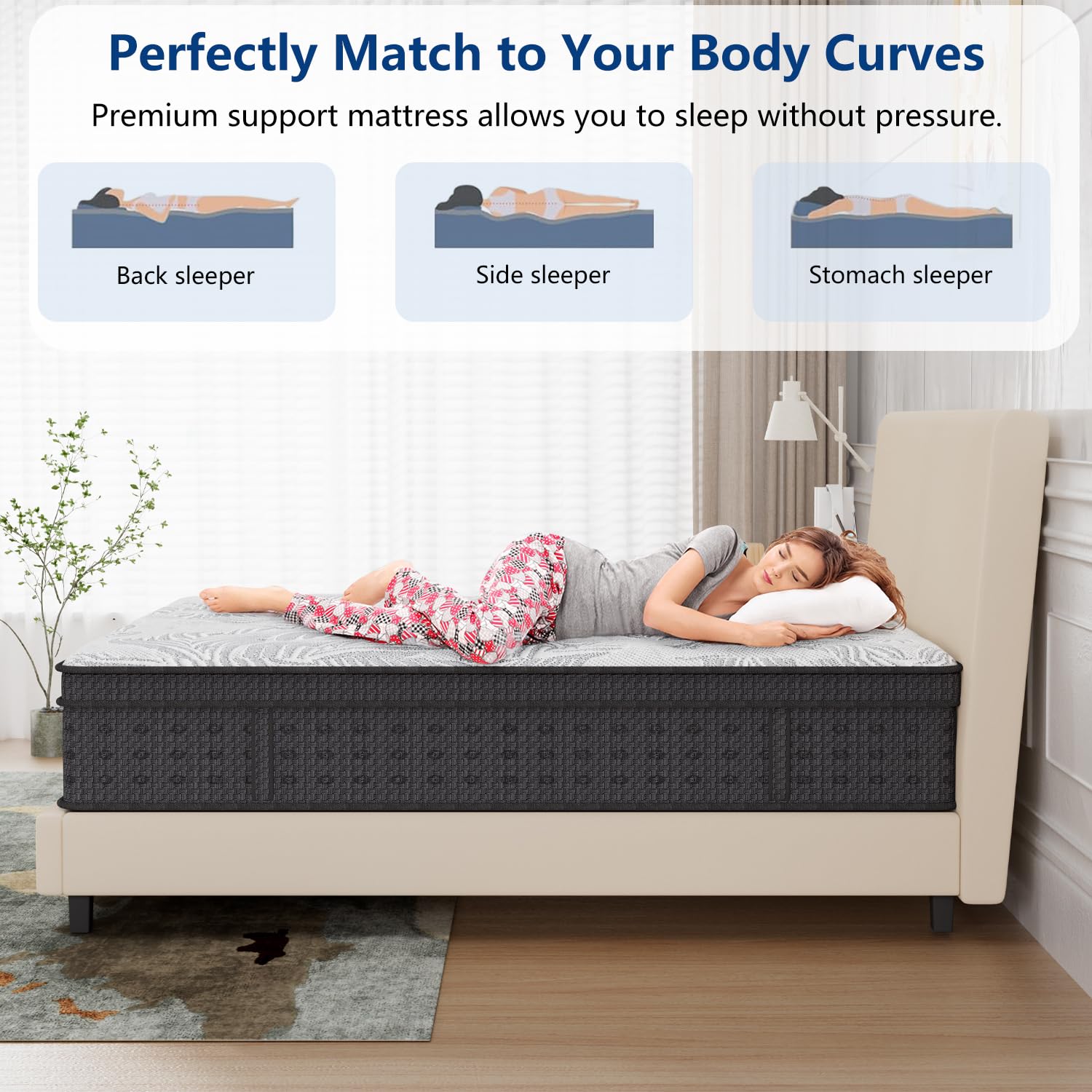 King Size Mattress, 14 Inch Hybrid King Mattress In A Box With Gel Memory Foam, Individually Wrapped Pocket Spring, Motion Isola