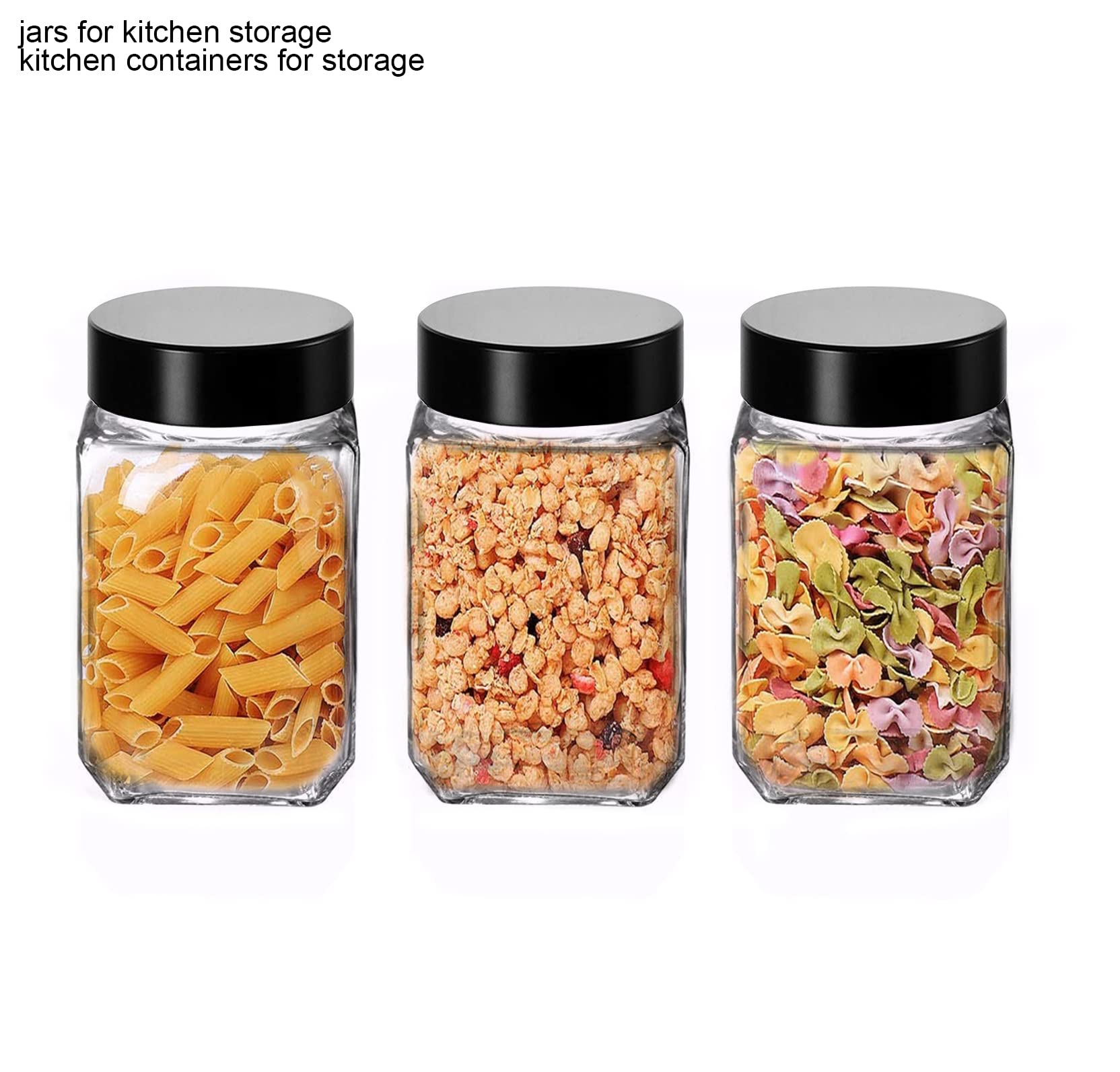 Brezzycloud Piraml Glass Cubical Square 300Ml Transparent Glass Jars & Containers For Kitchen Pantry, Snacks, Masala, Pickles, D