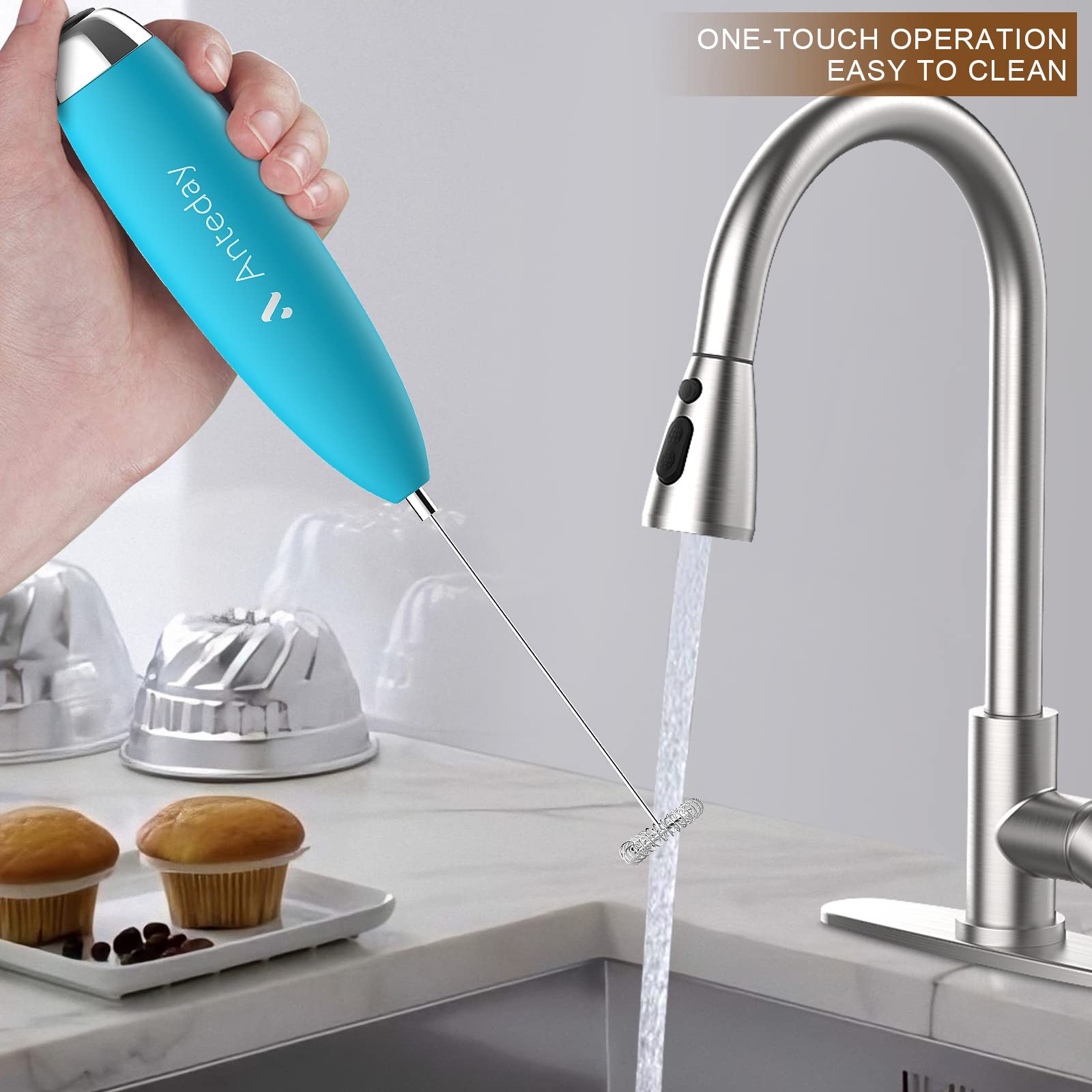 Milk Frother, Coffee Frother, Whisk, Upgraded Motor Electric Whisk Durable Low Noise Mini Drink Mixer Portable Foam Maker For Co